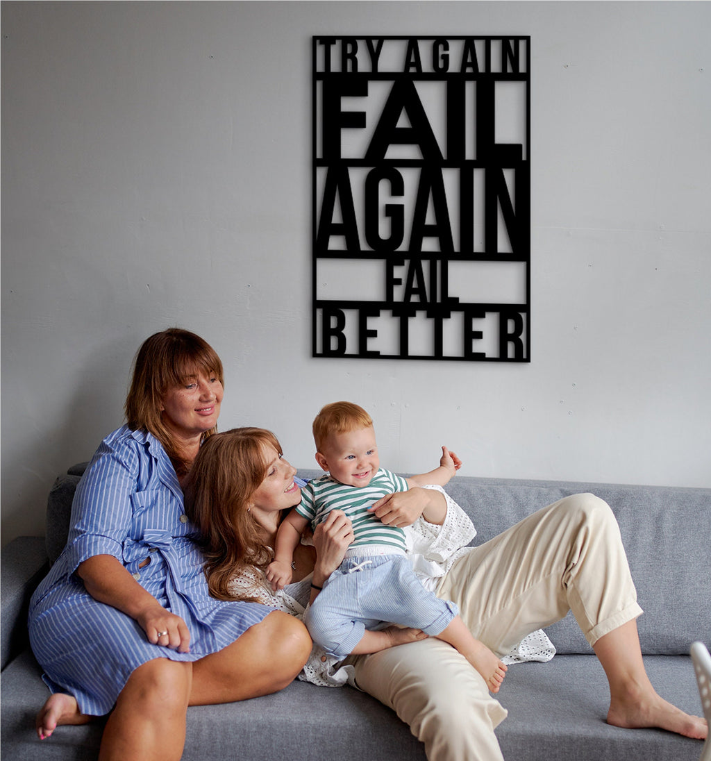 Try Again Fail Better Wood Wall Art: Inspirational Office Decor