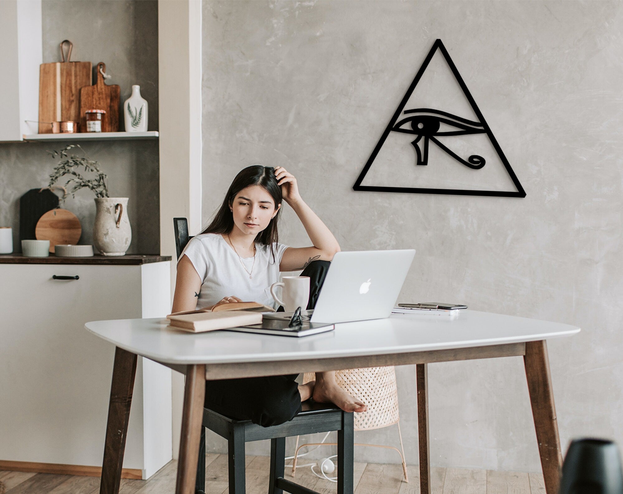 Eye of Horus Wood Sign: Egyptian Decor, Archeology Gift