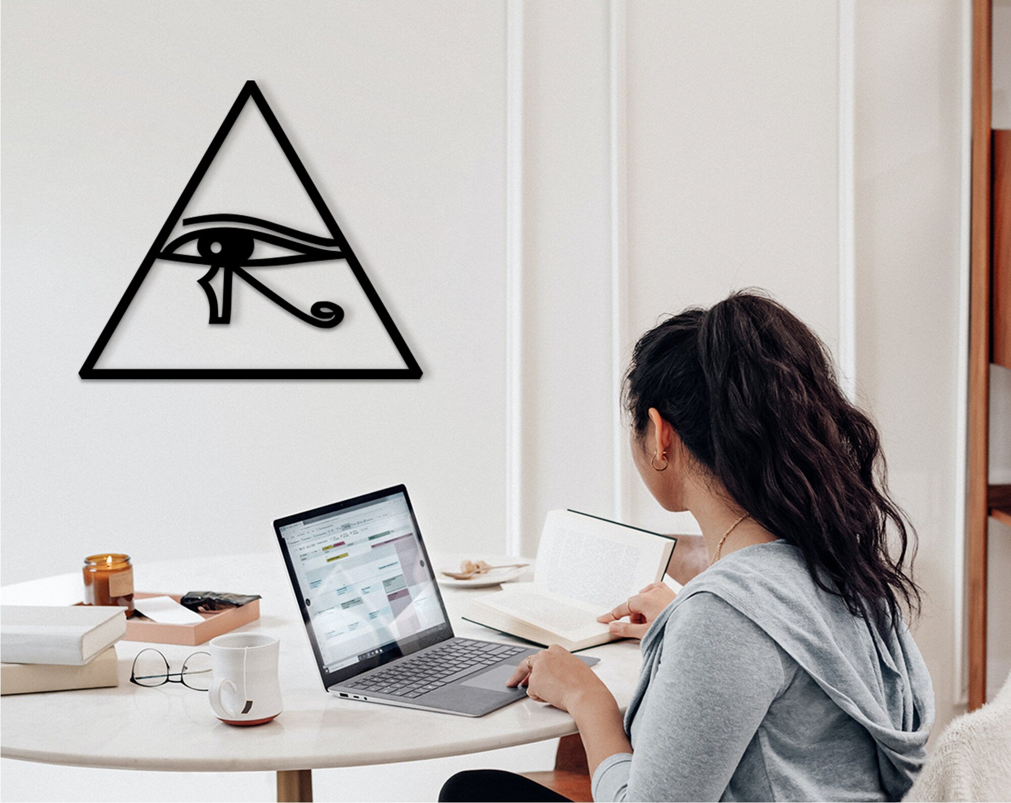 Eye of Horus Wood Sign: Egyptian Decor, Archeology Gift