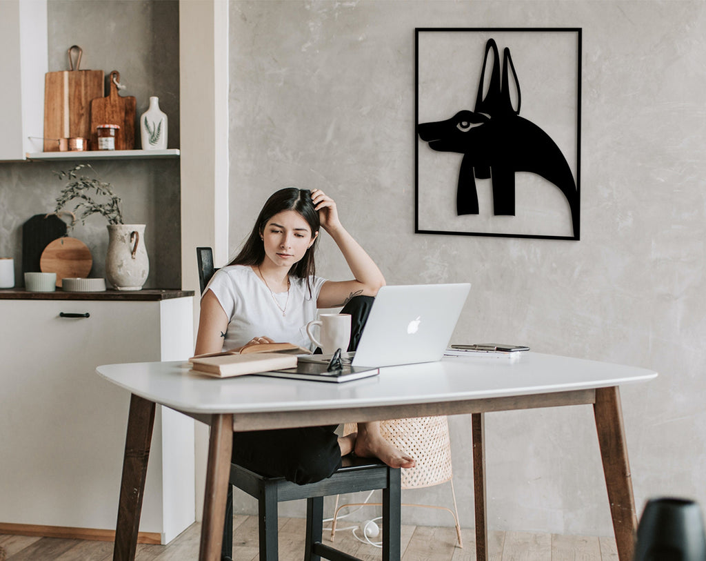 Anubis Egyptian God Wooden Wall Art: Laser Cut Decor