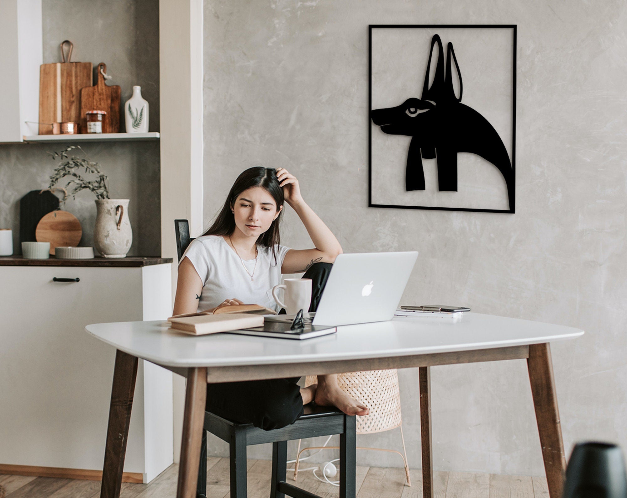 Anubis Egyptian God Wooden Wall Art: Laser Cut Decor