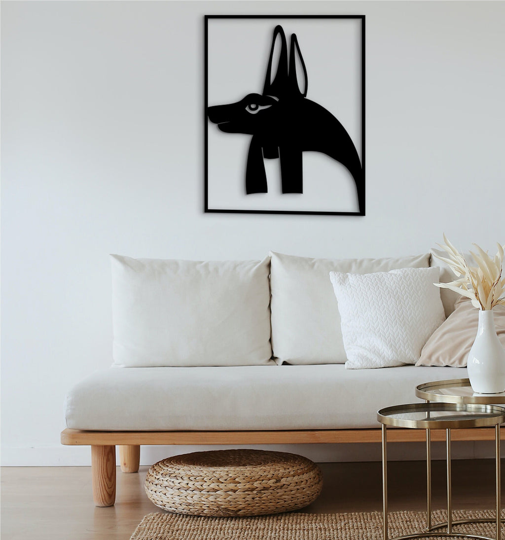 Anubis Egyptian God Wooden Wall Art: Laser Cut Decor
