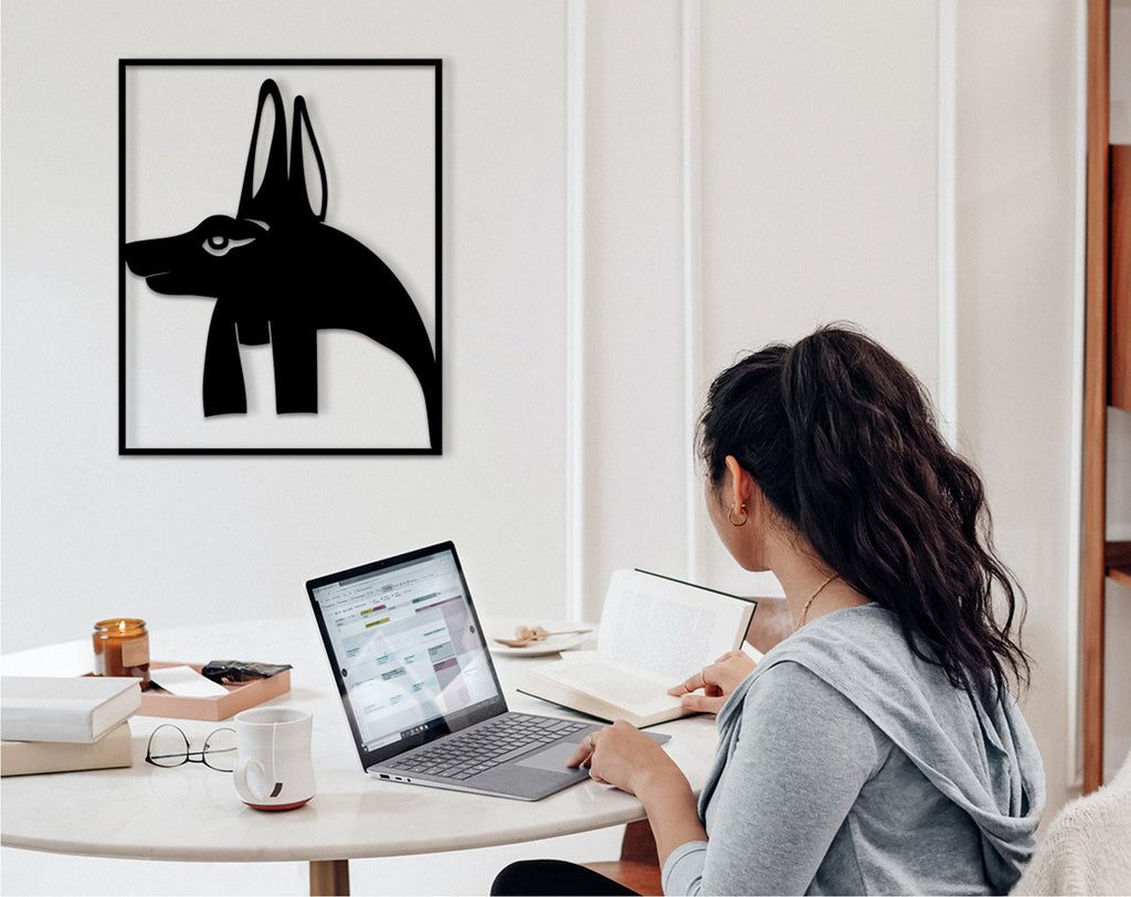 Anubis Egyptian God Wooden Wall Art: Laser Cut Decor