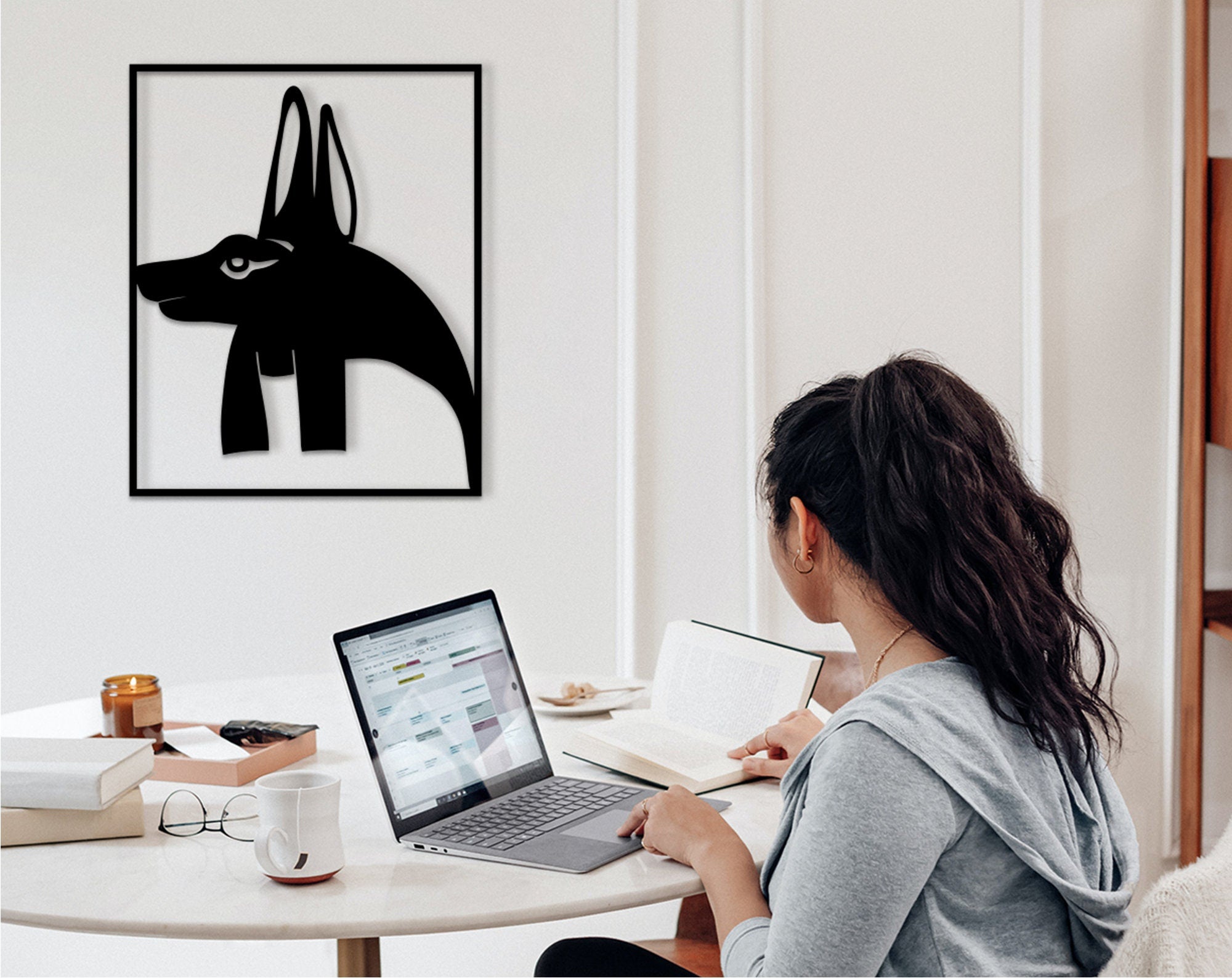 Anubis Egyptian God Wooden Wall Art: Laser Cut Decor