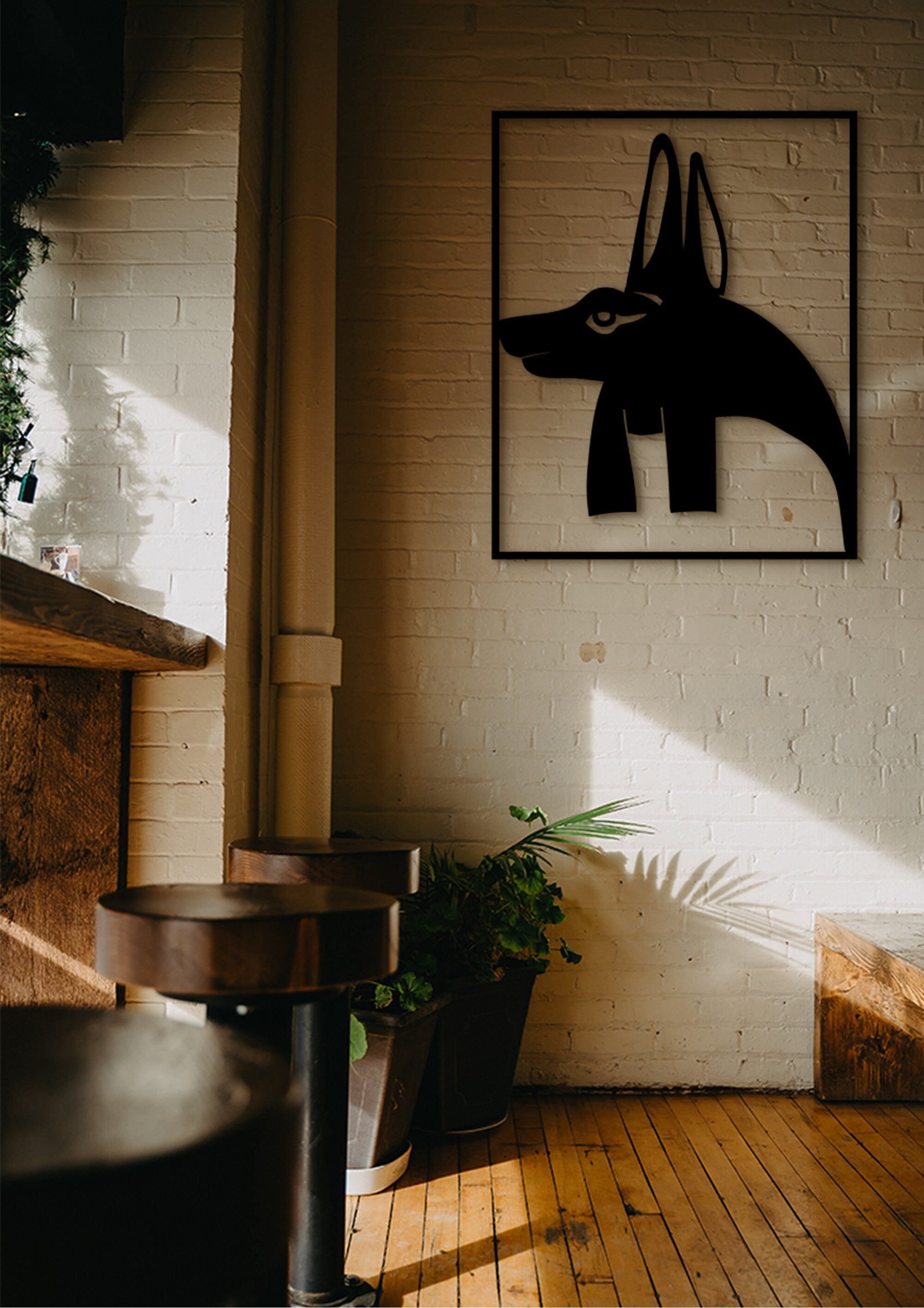 Anubis Egyptian God Wooden Wall Art: Laser Cut Decor