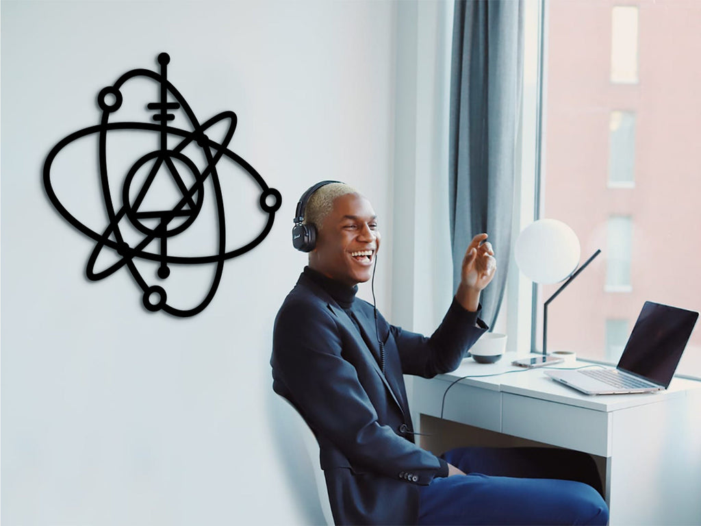 3D Atom Wall Decor, Geometric Physics Wall Art