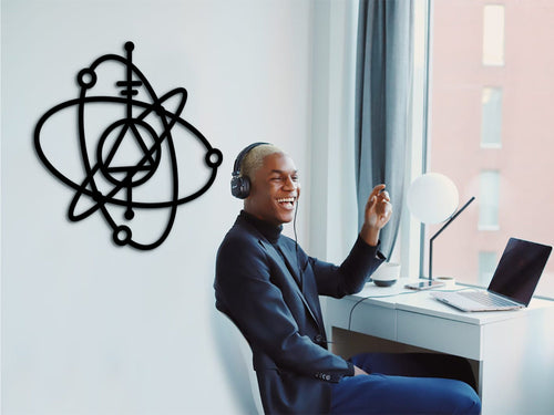 3D Atom Wall Decor, Geometric Physics Wall Art