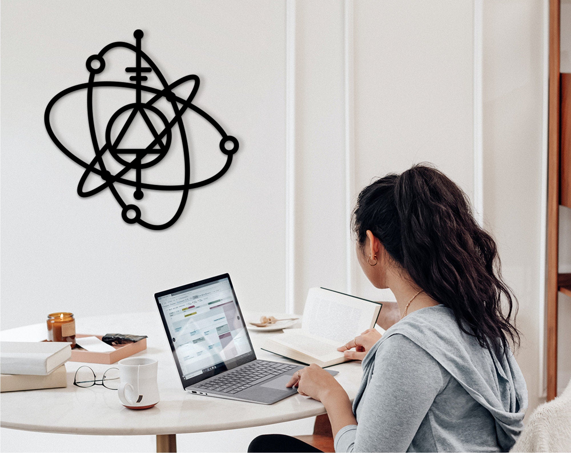 3D Atom Wall Decor, Geometric Physics Wall Art