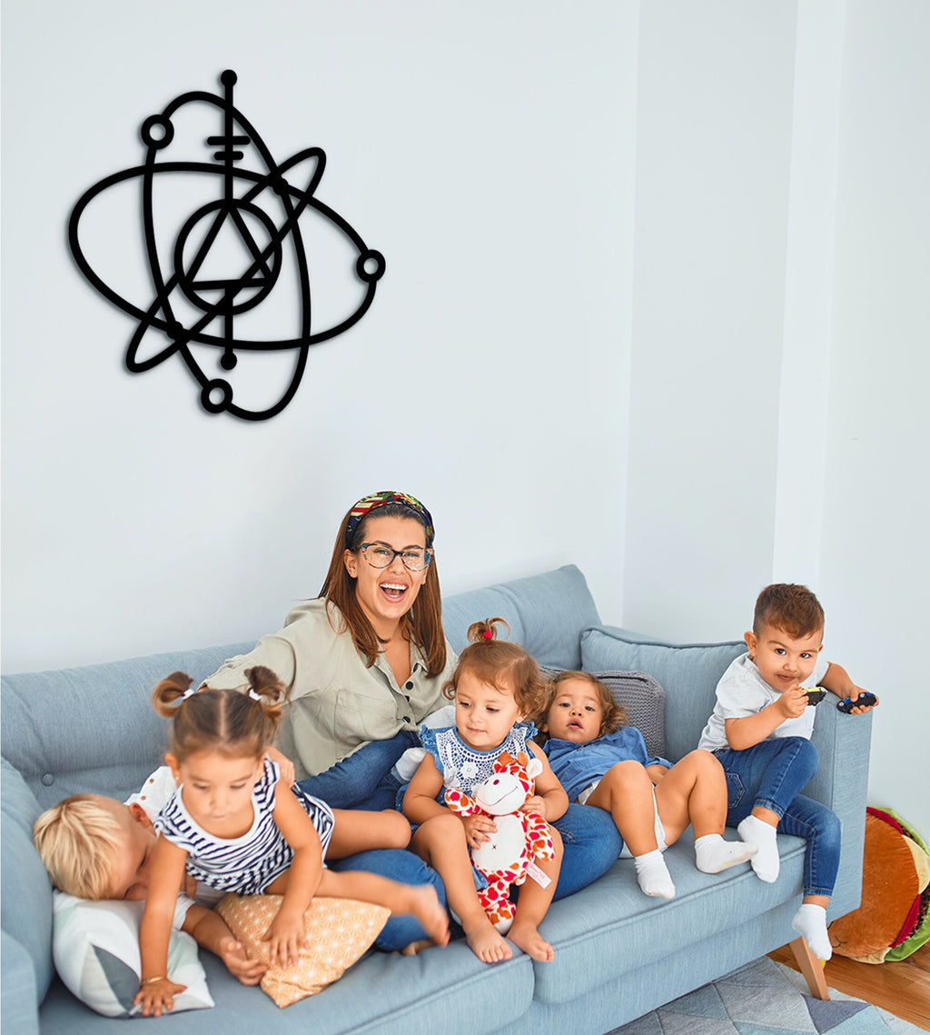 3D Atom Wall Decor, Geometric Physics Wall Art