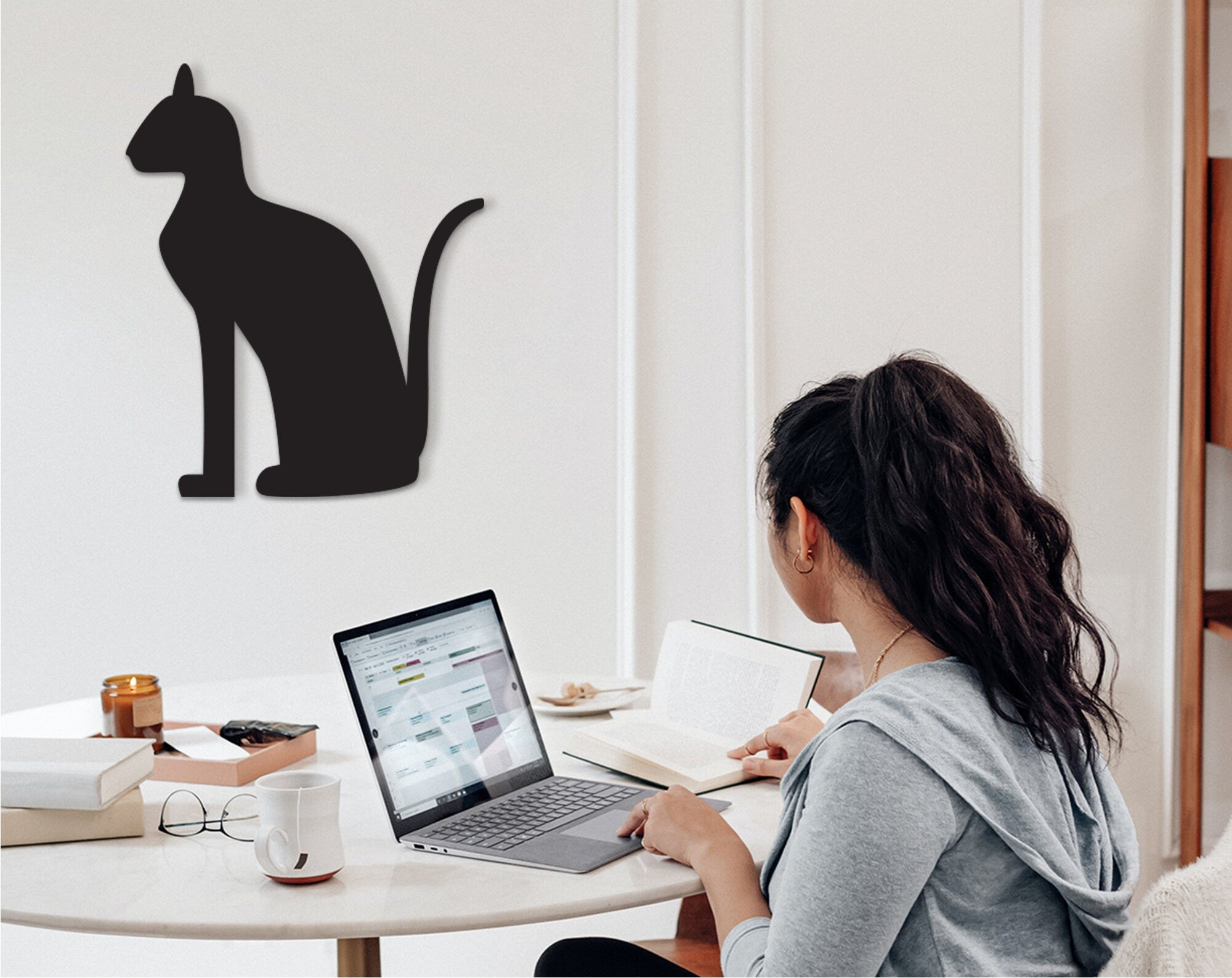 Egyptian Bastet Cat Wall Art: Wood Home Decor