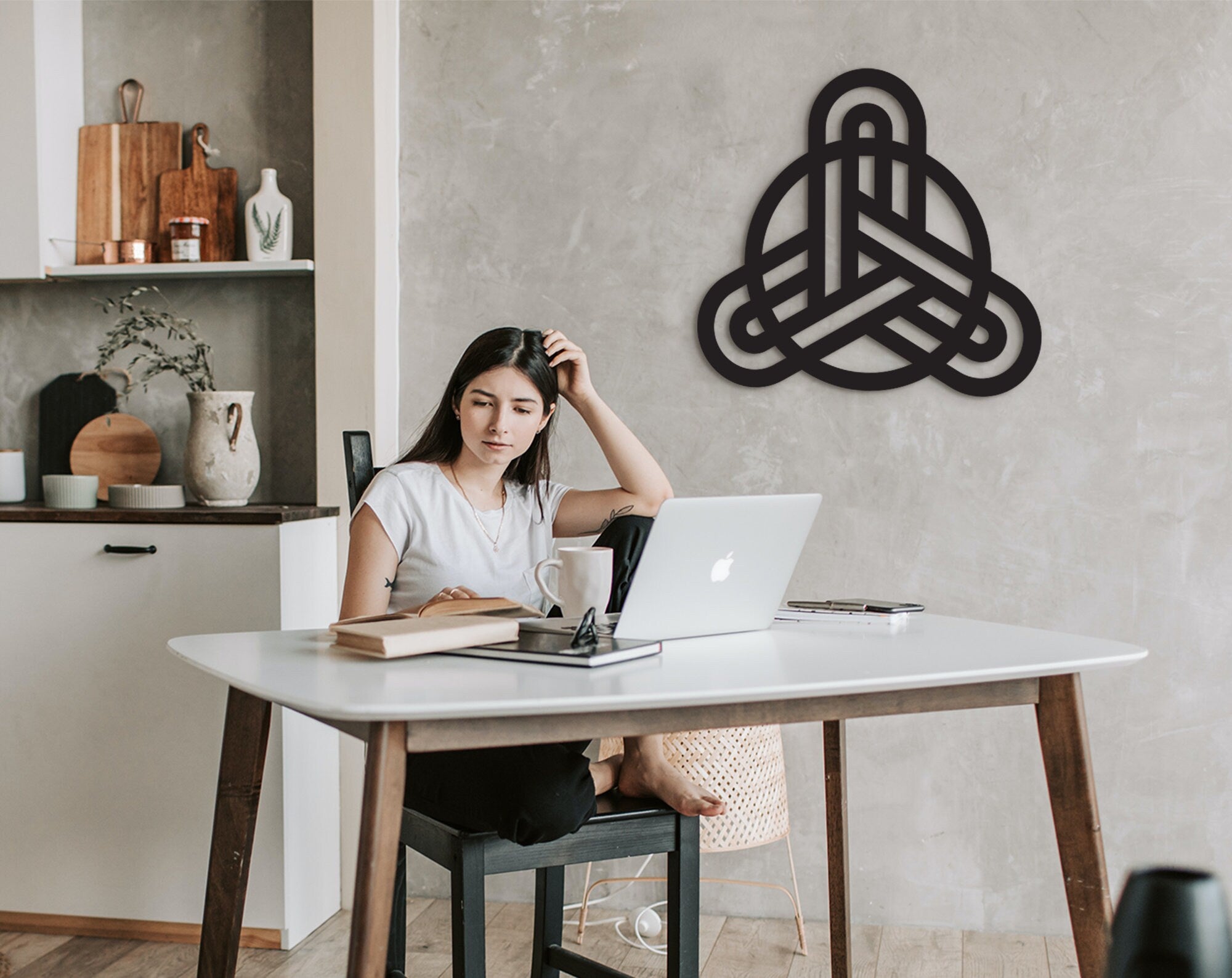 Triquetra Wood Wall Art: Celtic Knot Decor