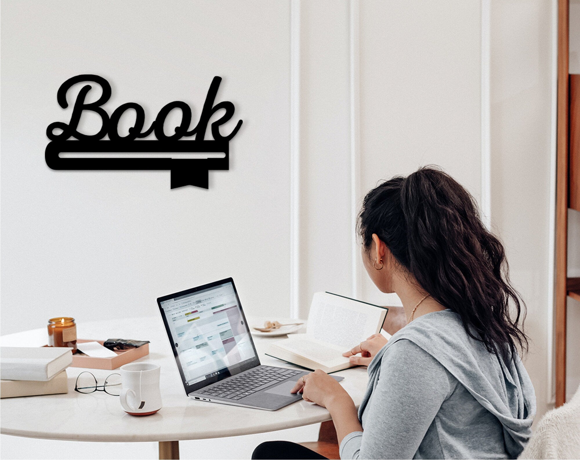 Book Sign Wall Decor: Laser Cut Wood Art