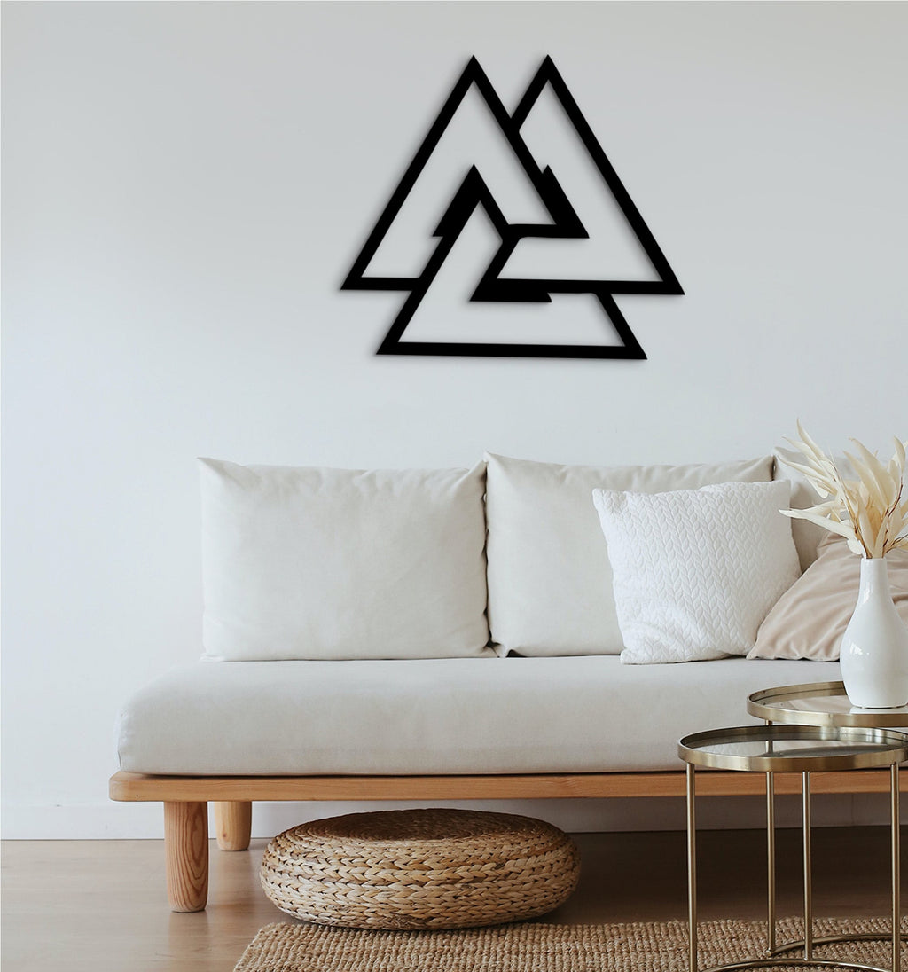 Valknut Wood Wall Art: Viking Norse Decor