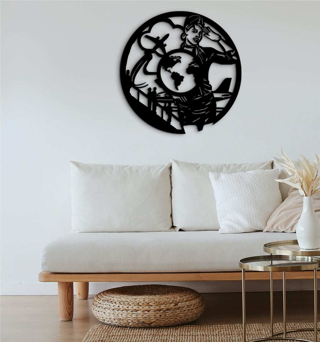 Stewardess Wood Wall Art: Flight Attendant Gift, Home Decor