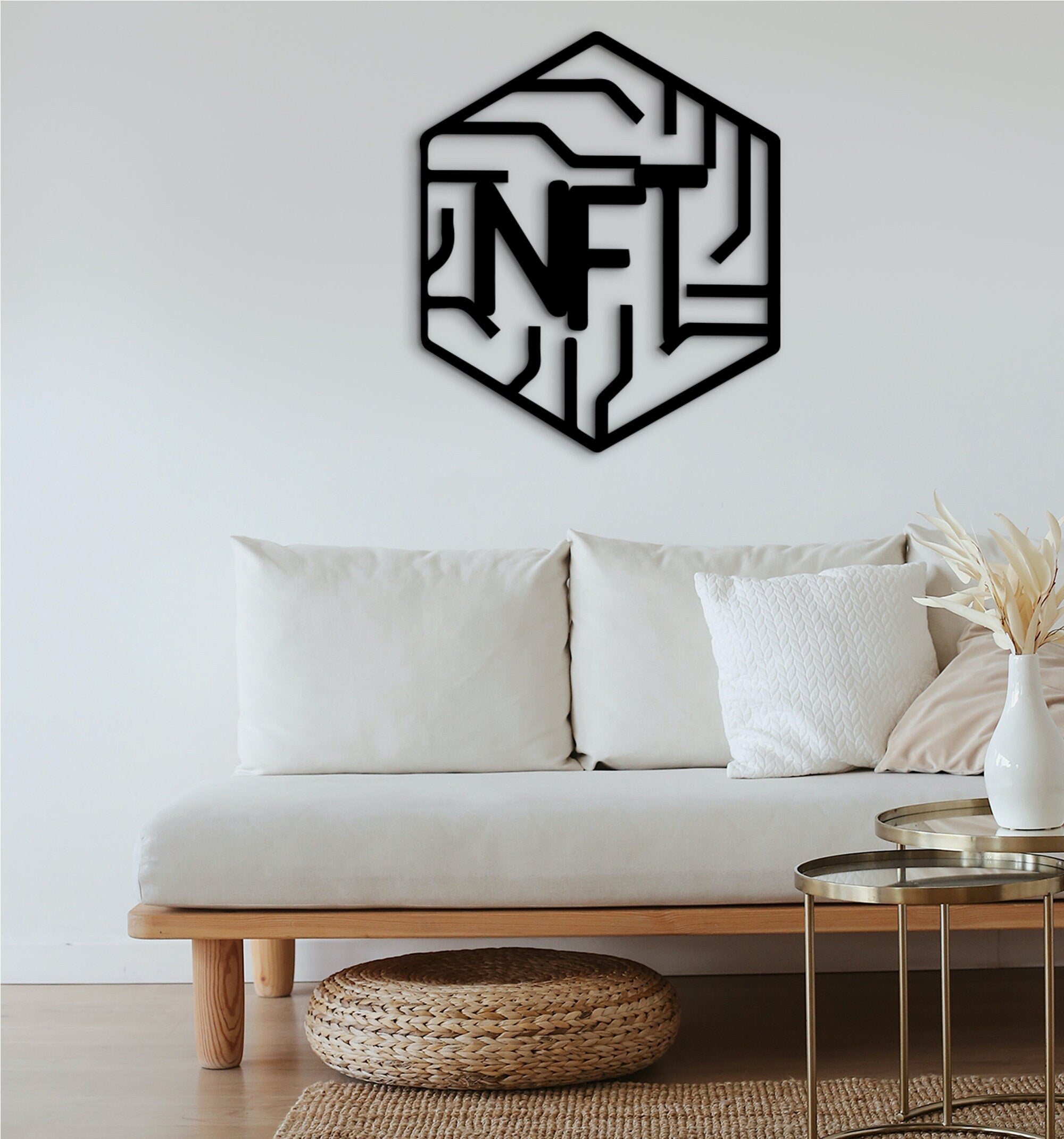 3D NFT Wood Sign: Modern Wall Art Decor