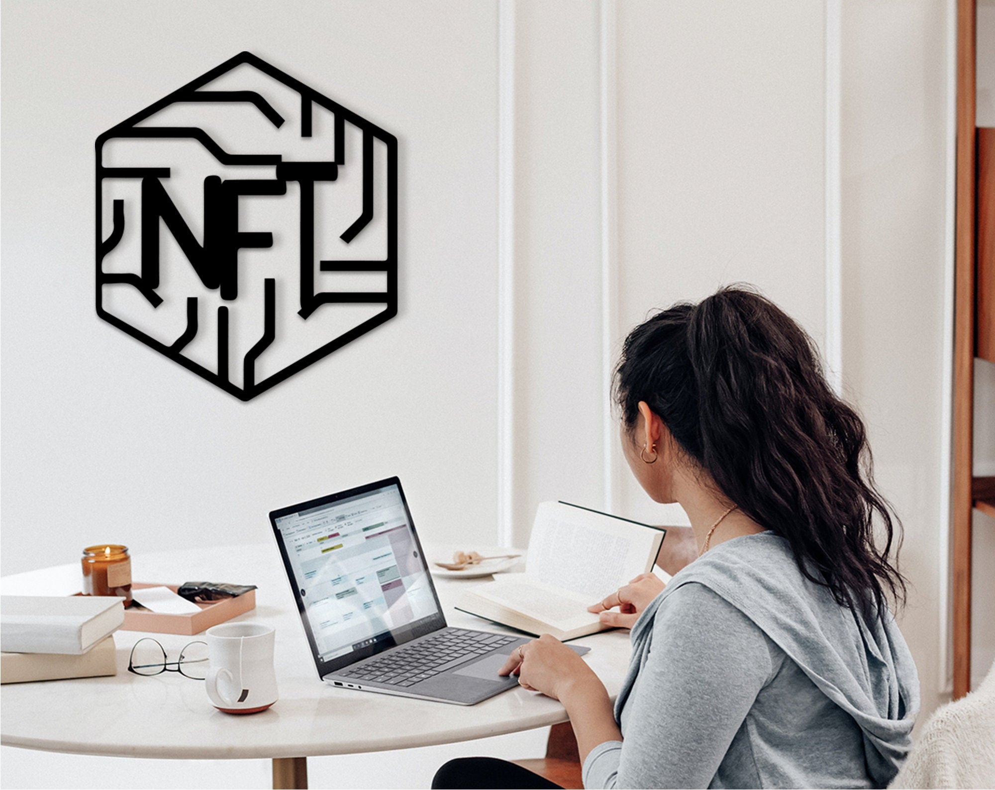 3D NFT Wood Sign: Modern Wall Art Decor