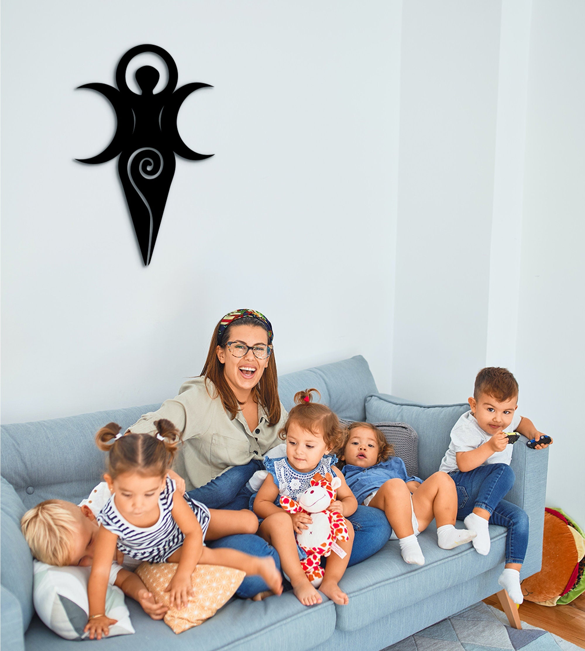 Triple Moon Goddess Wood Wall Art: Wiccan Pagan Celtic Decor