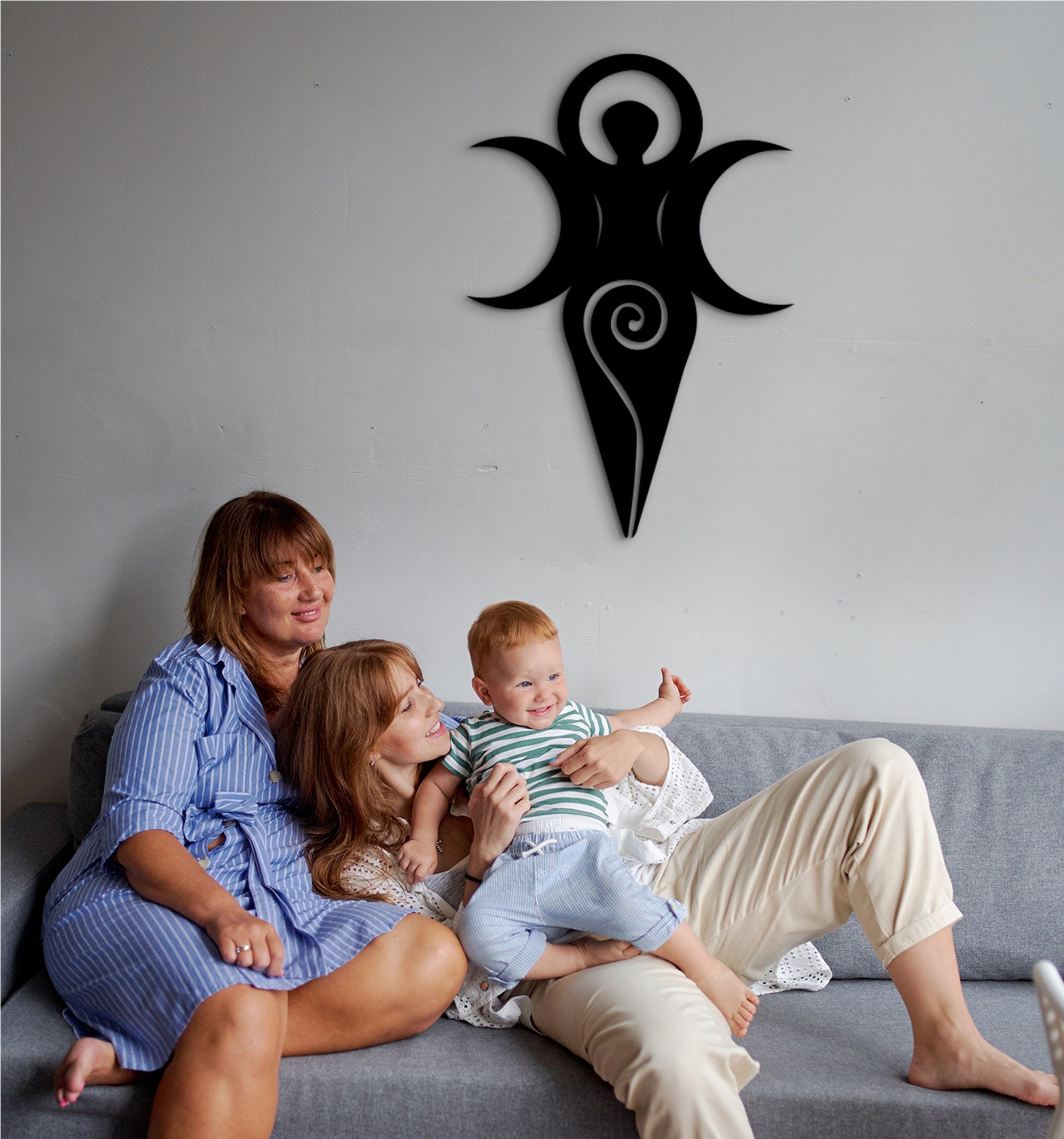 Triple Moon Goddess Wood Wall Art: Wiccan Pagan Celtic Decor