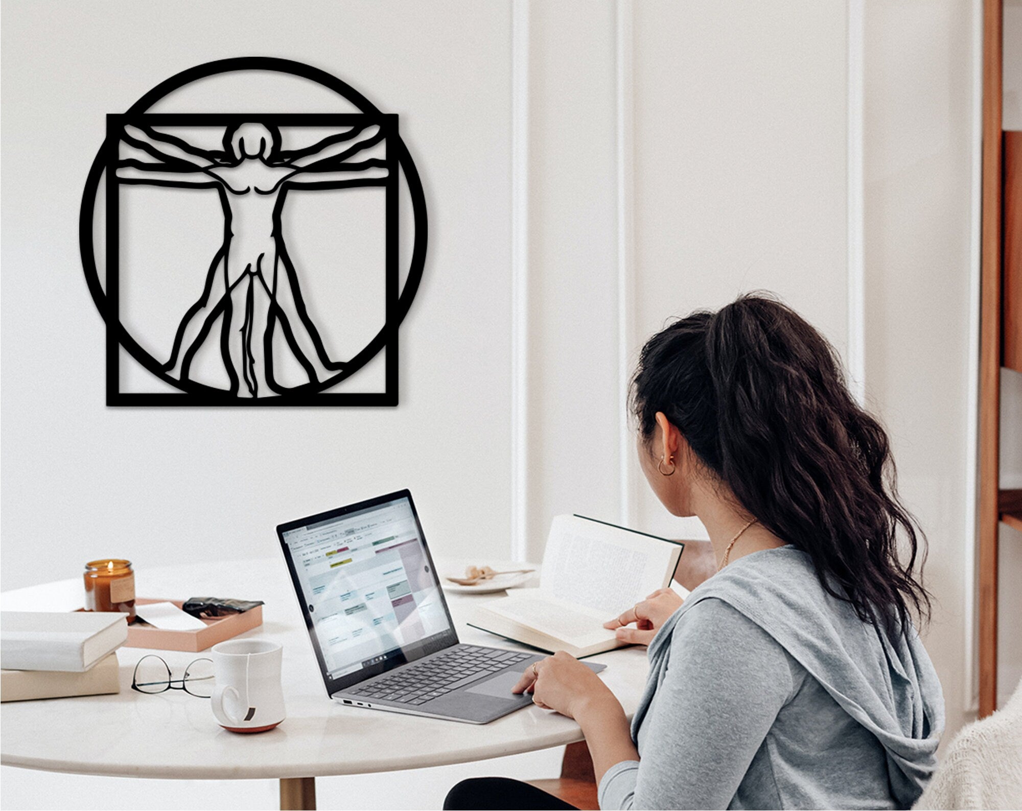 Vitruvian Man Wood Wall Art: Da Vinci Inspired Home Decor
