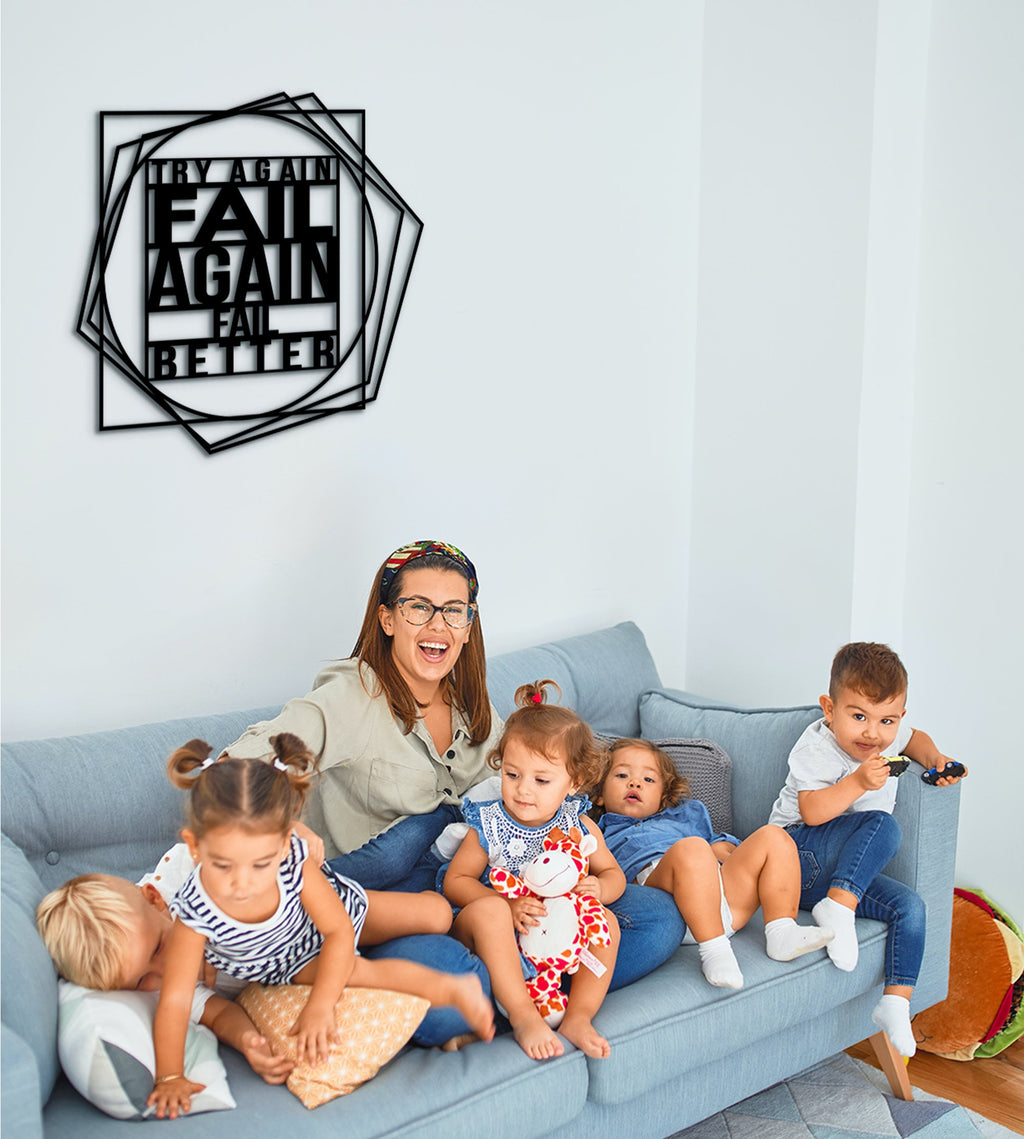 Try Again Fail Better Wood Wall Decor, Motivational Office Art