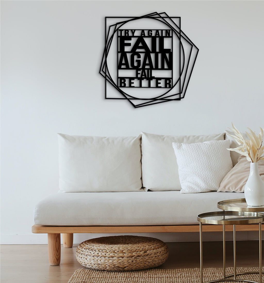 Try Again Fail Better Wood Wall Decor, Motivational Office Art