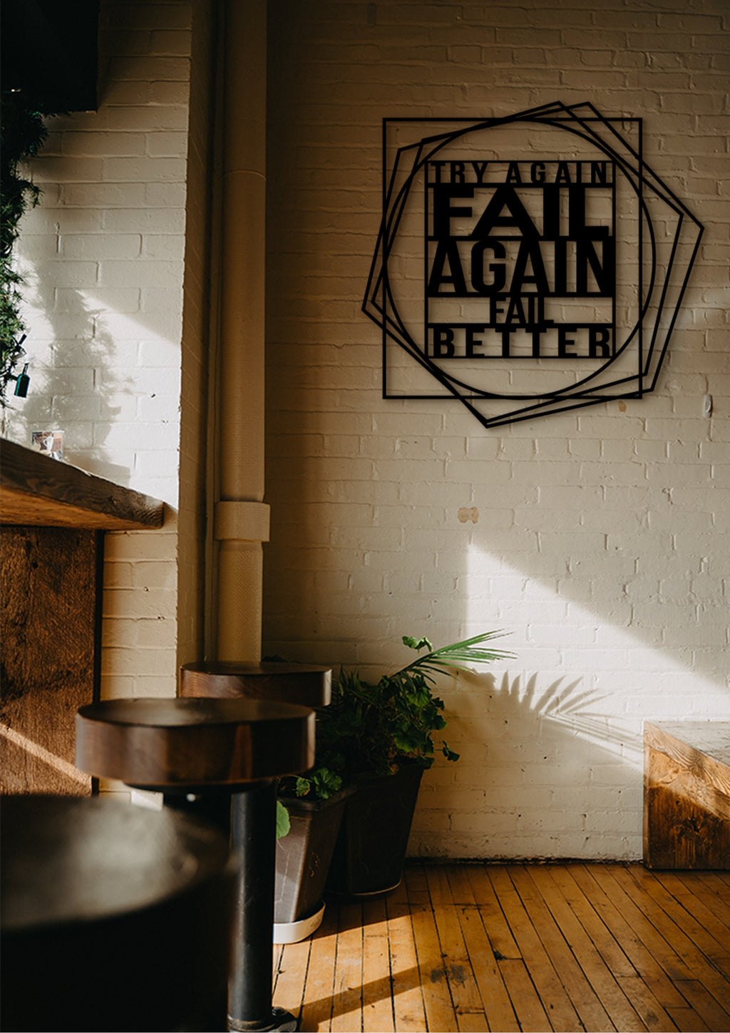 Try Again Fail Better Wood Wall Decor, Motivational Office Art