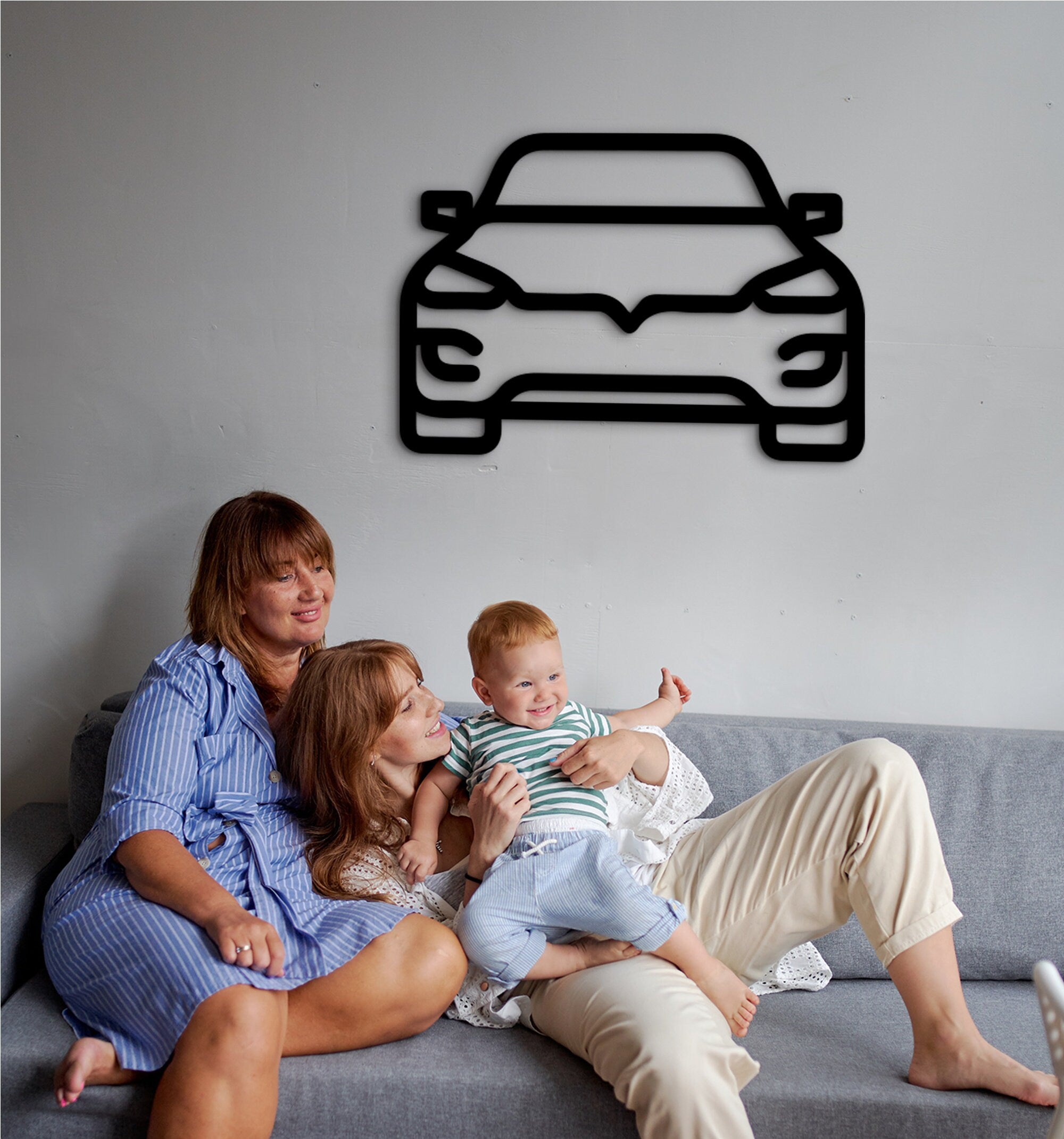 Electric Car Wood Wall Art: Retro Sunset EV Decor