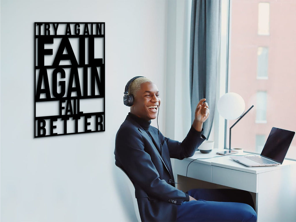Try Again Fail Better Wood Wall Art: Inspirational Office Decor