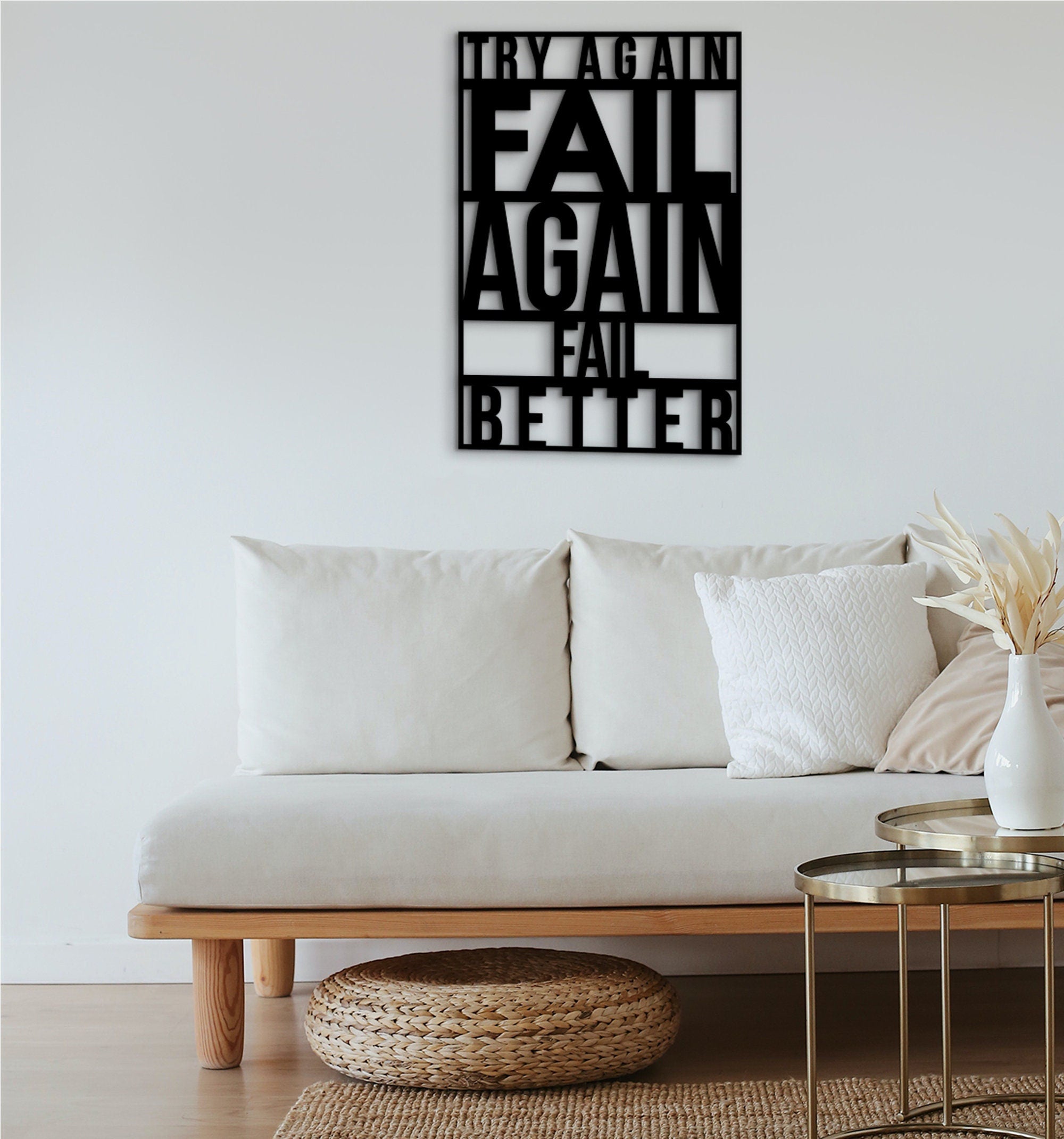 Try Again Fail Better Wood Wall Art: Inspirational Office Decor
