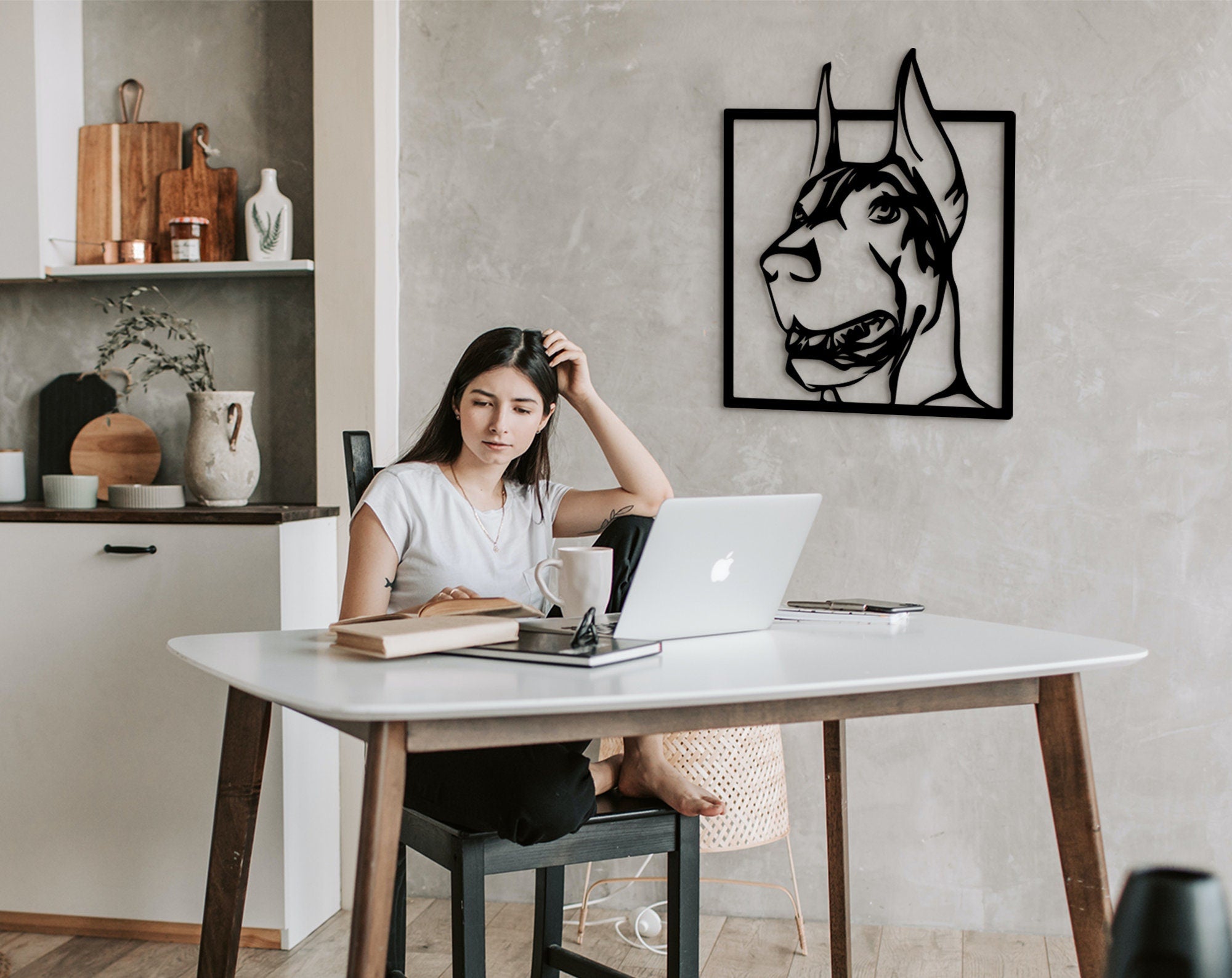 Laser Cut Doberman Wood Wall Art: Dog Lover Gift