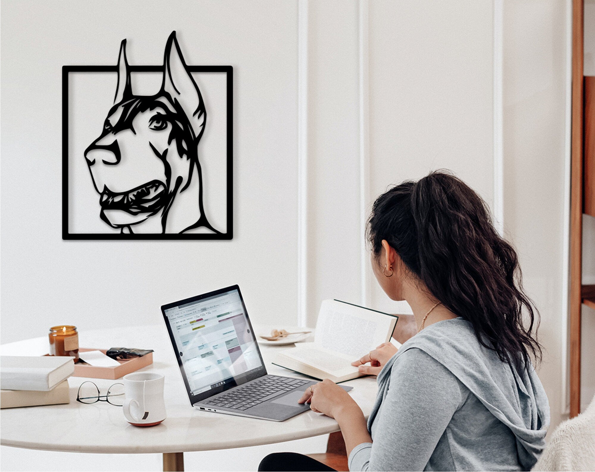 Laser Cut Doberman Wood Wall Art: Dog Lover Gift