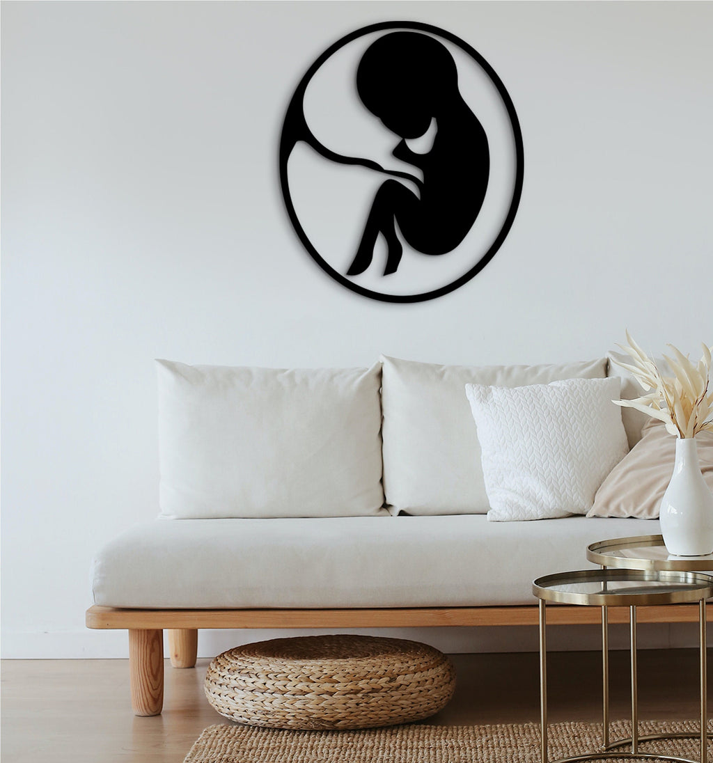 Pregnant Mother Wood Wall Art: Boho Nursery Decor