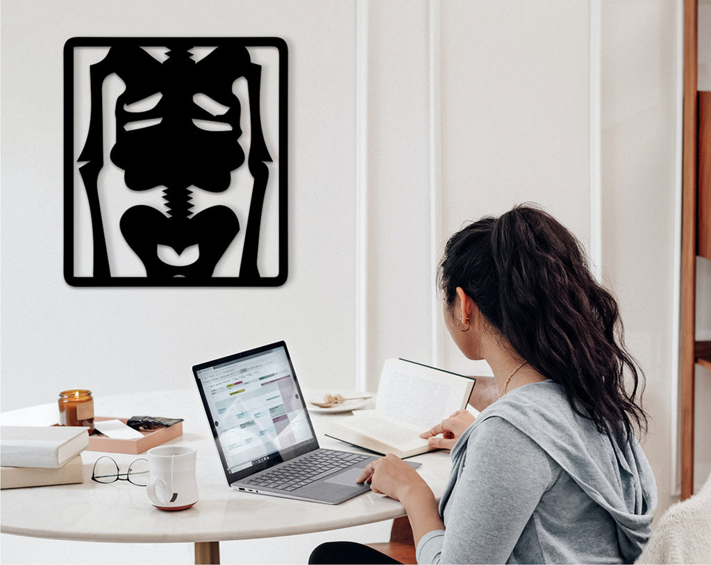 Human Skeleton Wood Wall Art: Anatomy Decor Gift