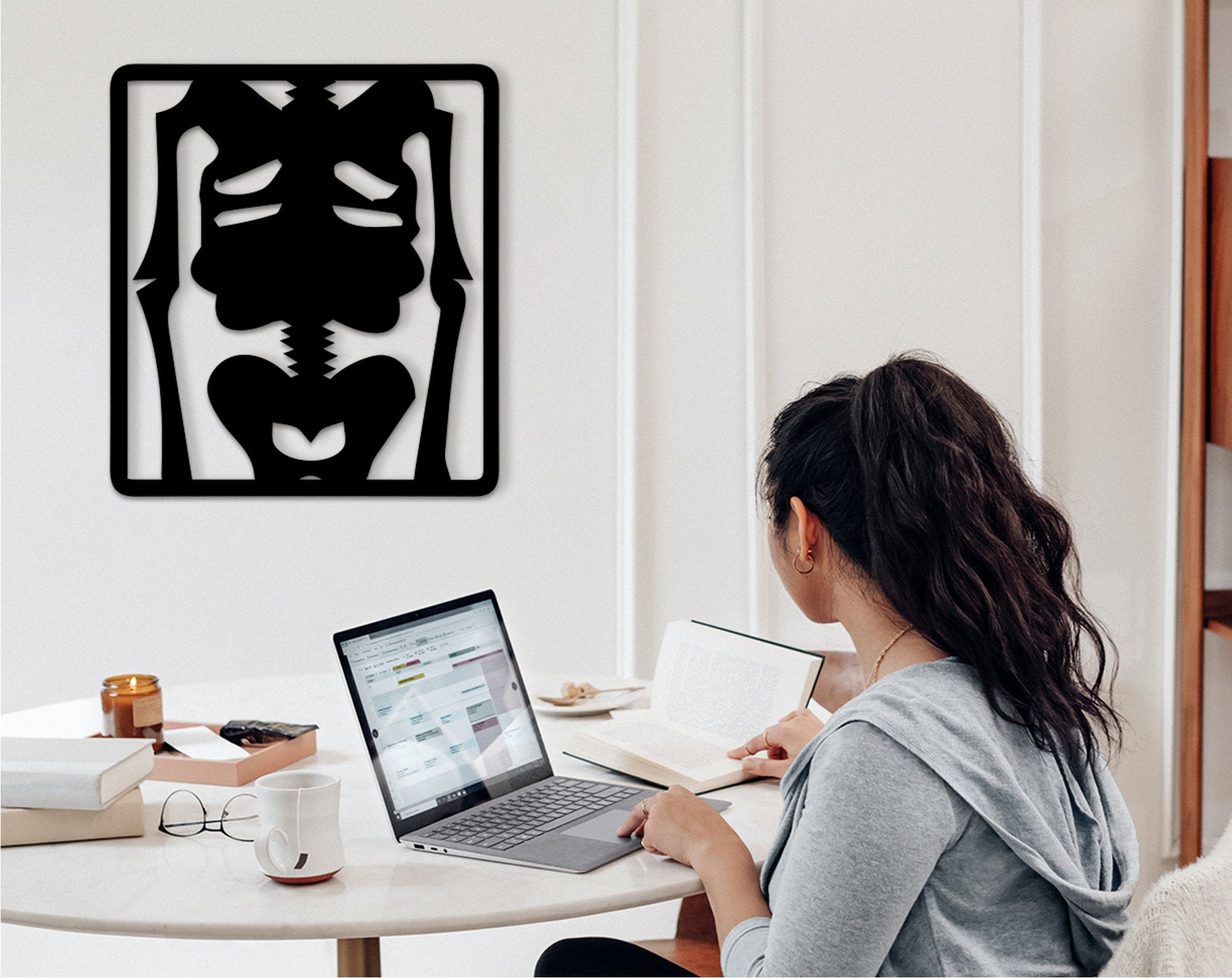 Human Skeleton Wood Wall Art: Anatomy Decor Gift