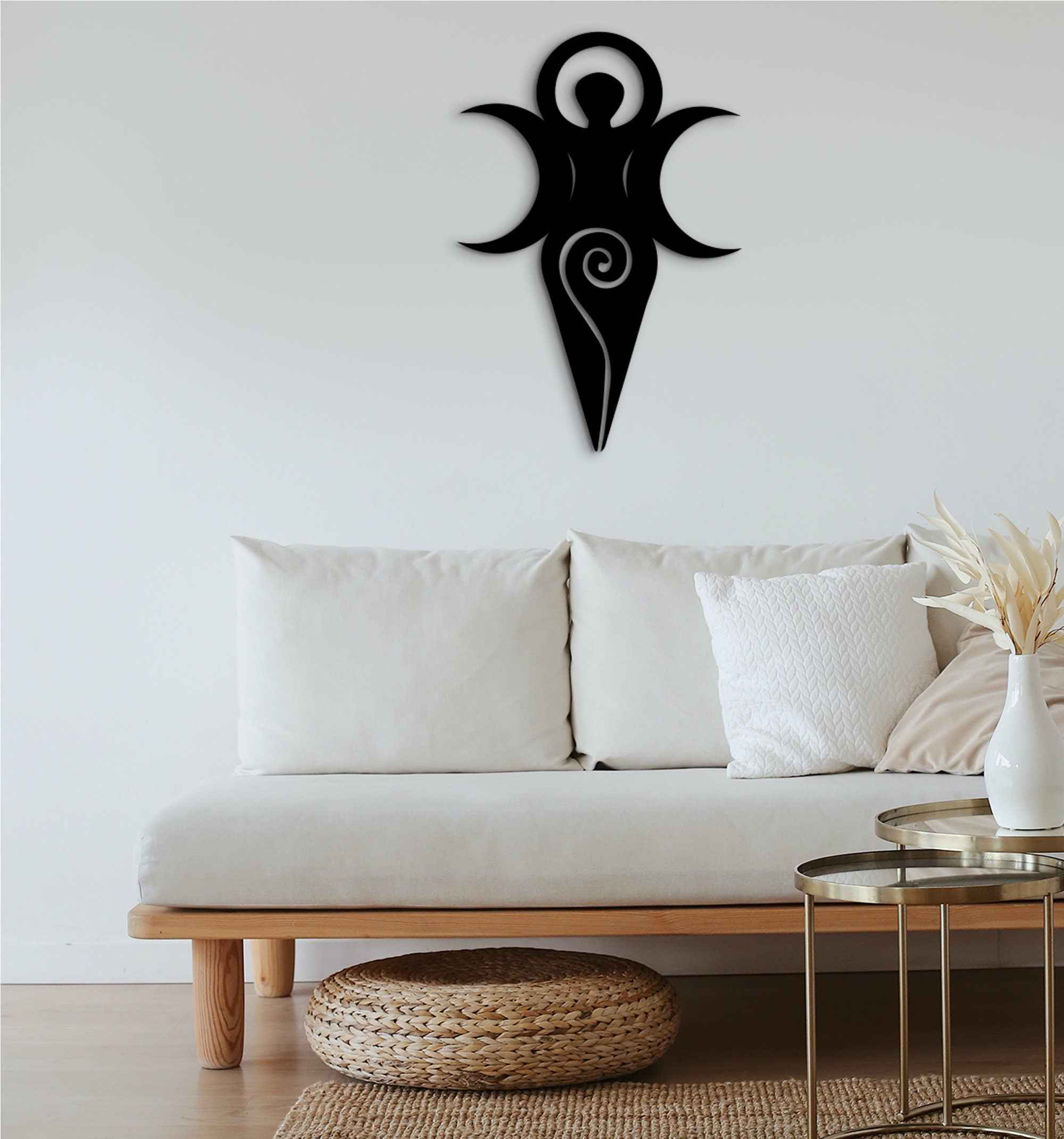 Triple Moon Goddess Wood Wall Art: Wiccan Pagan Celtic Decor