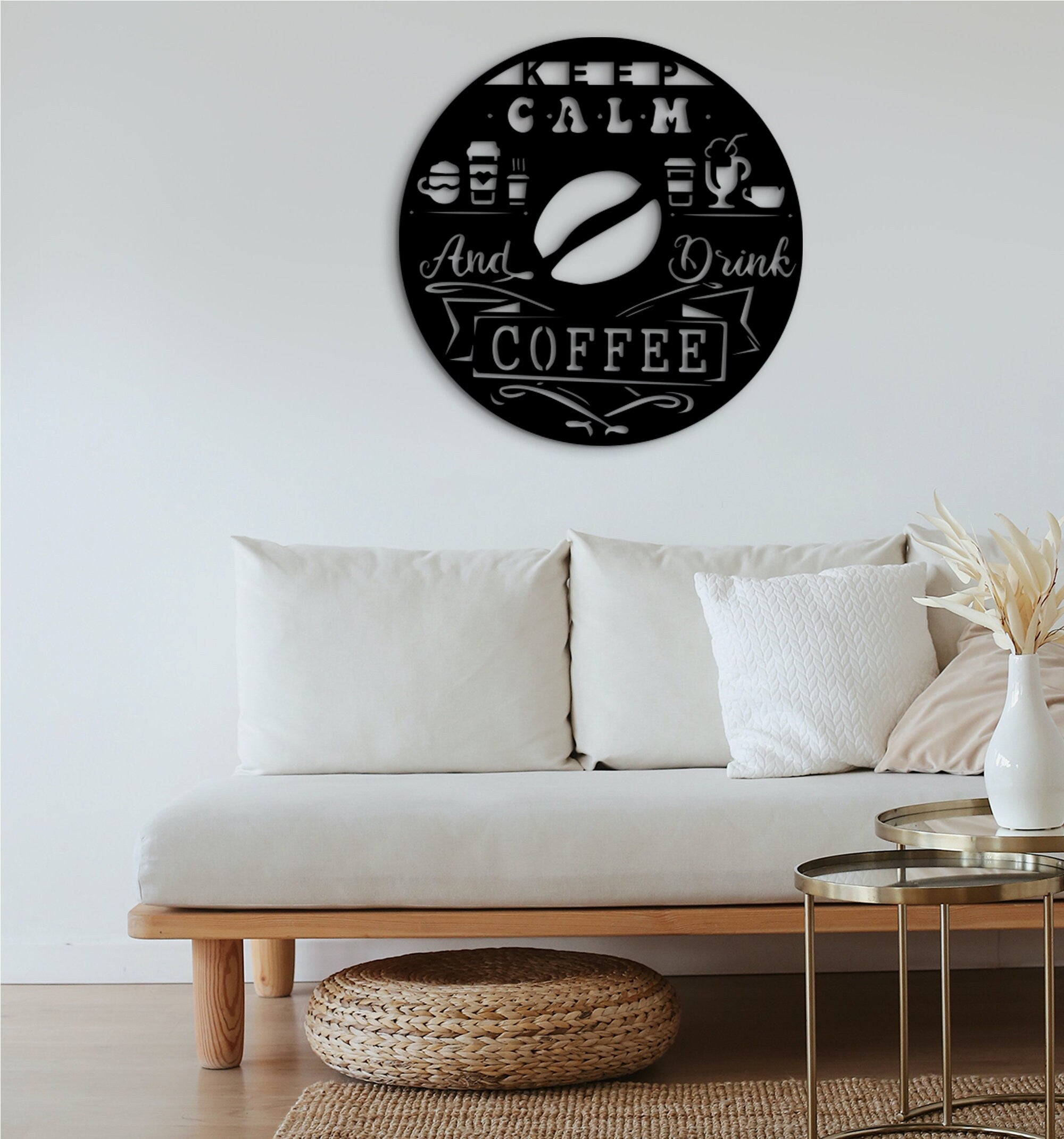 Wood Coffee Bar Sign: Fresh Brewed Coffee Wall Decor