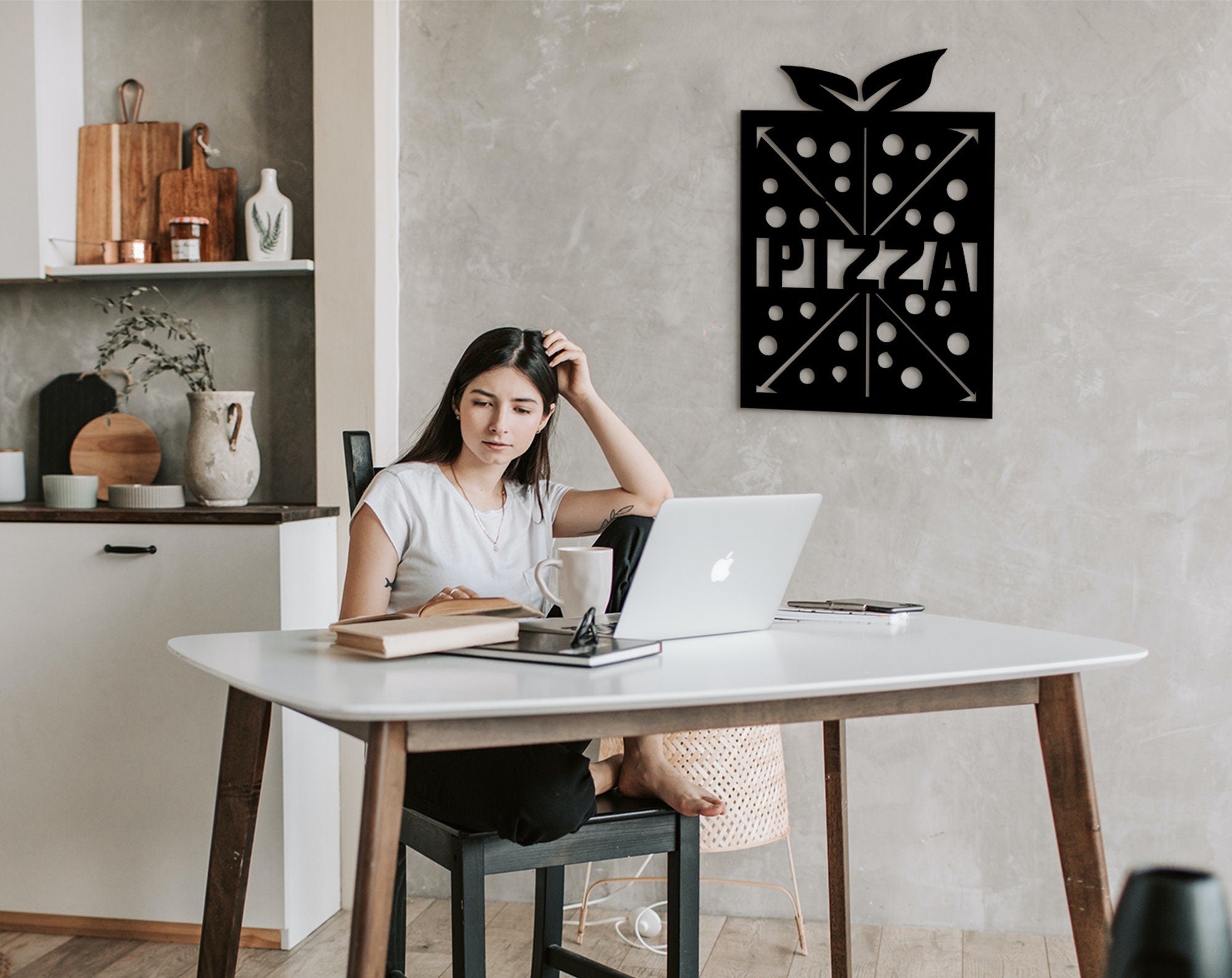 Personalized Pizza Shop Sign: Geometric Wood Wall Decor