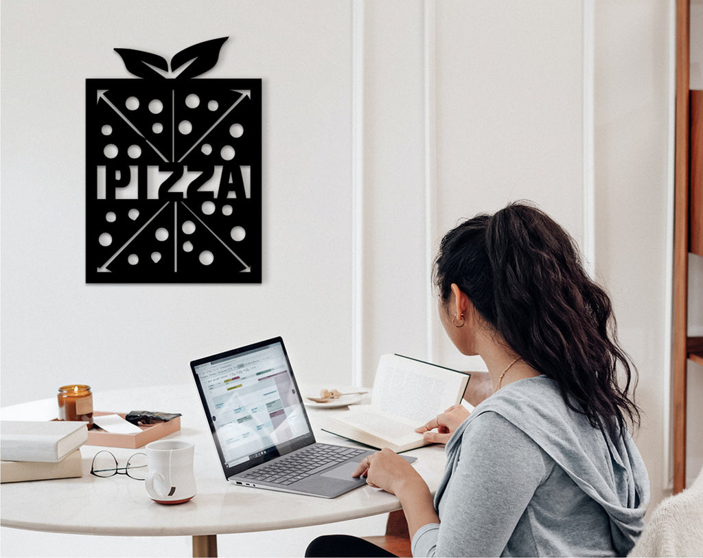 Personalized Pizza Shop Sign: Geometric Wood Wall Decor