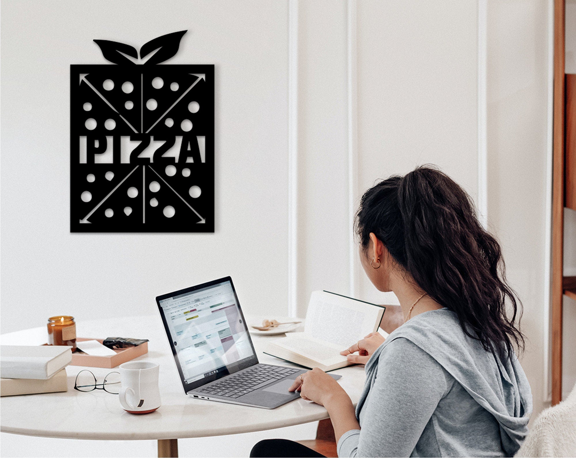 Personalized Pizza Shop Sign: Geometric Wood Wall Decor