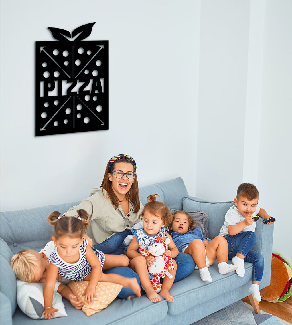 Personalized Pizza Shop Sign: Geometric Wood Wall Decor