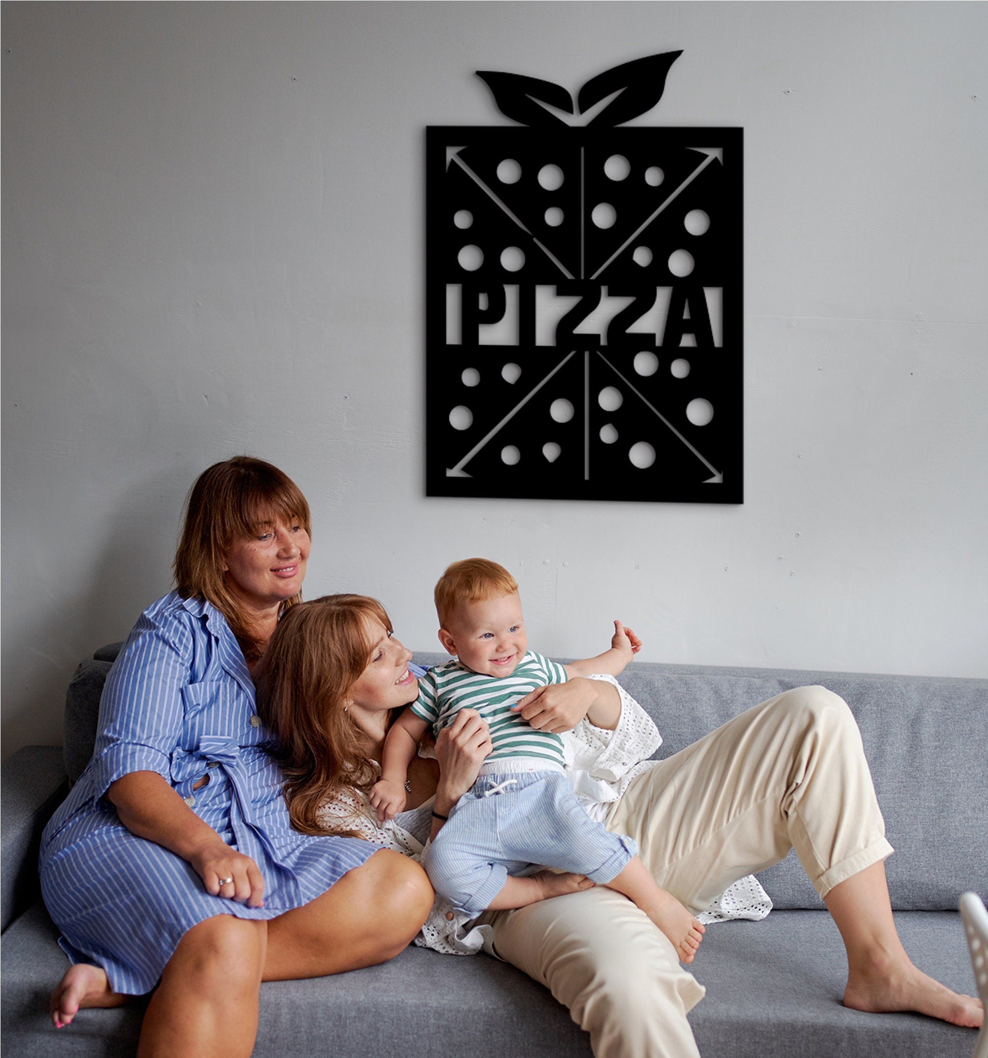 Personalized Pizza Shop Sign: Geometric Wood Wall Decor