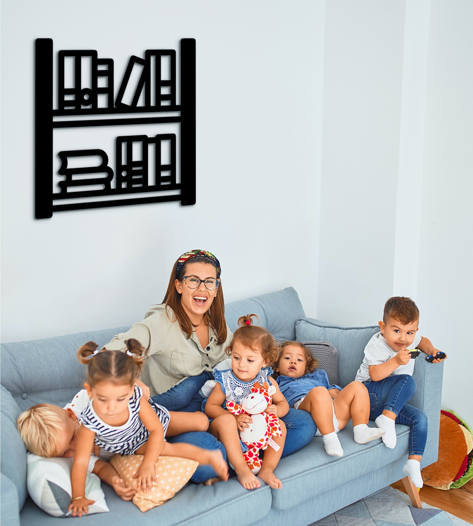 3D Wood Bookshelf Wall Art, Modern Home Decor