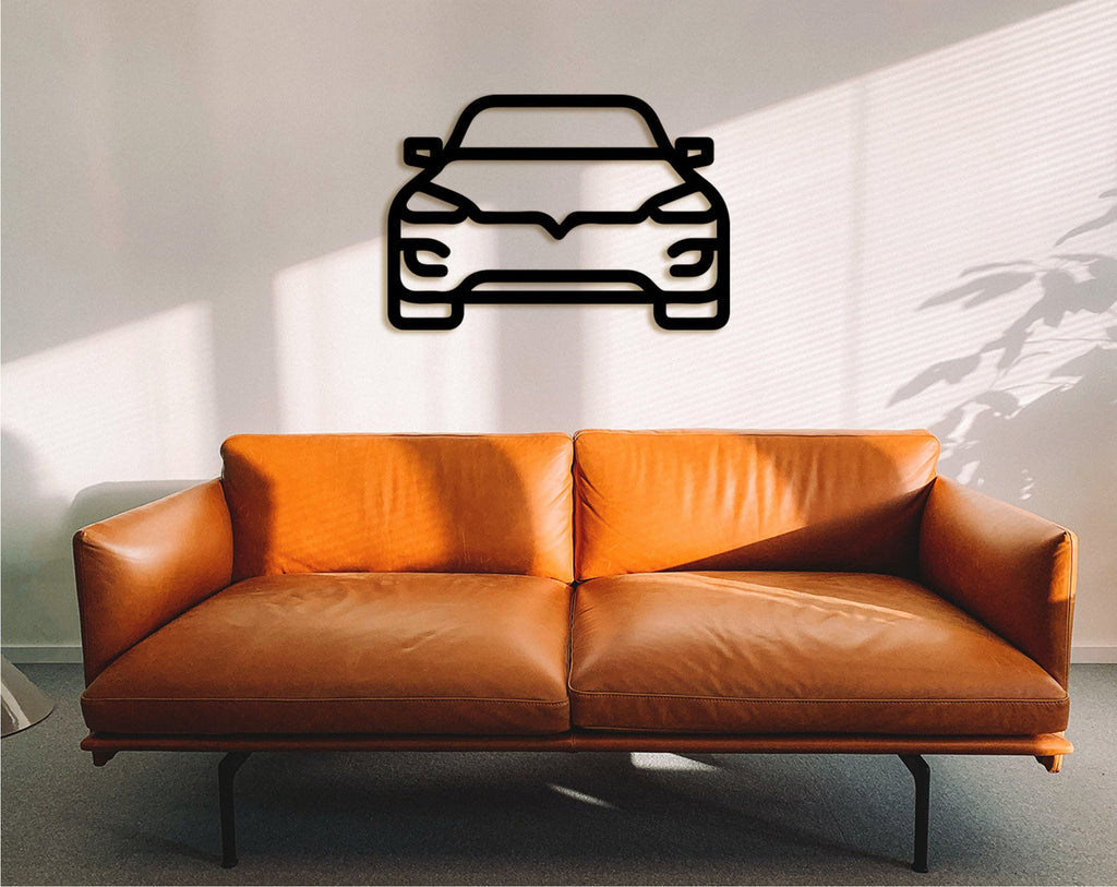 Electric Car Wood Wall Art: Retro Sunset EV Decor