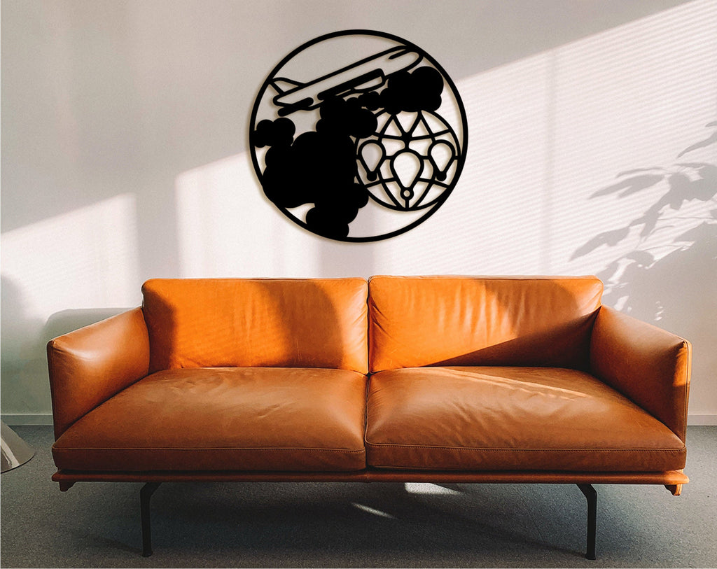 Geometric World Map Wood Wall Art: Travel Decor Gift