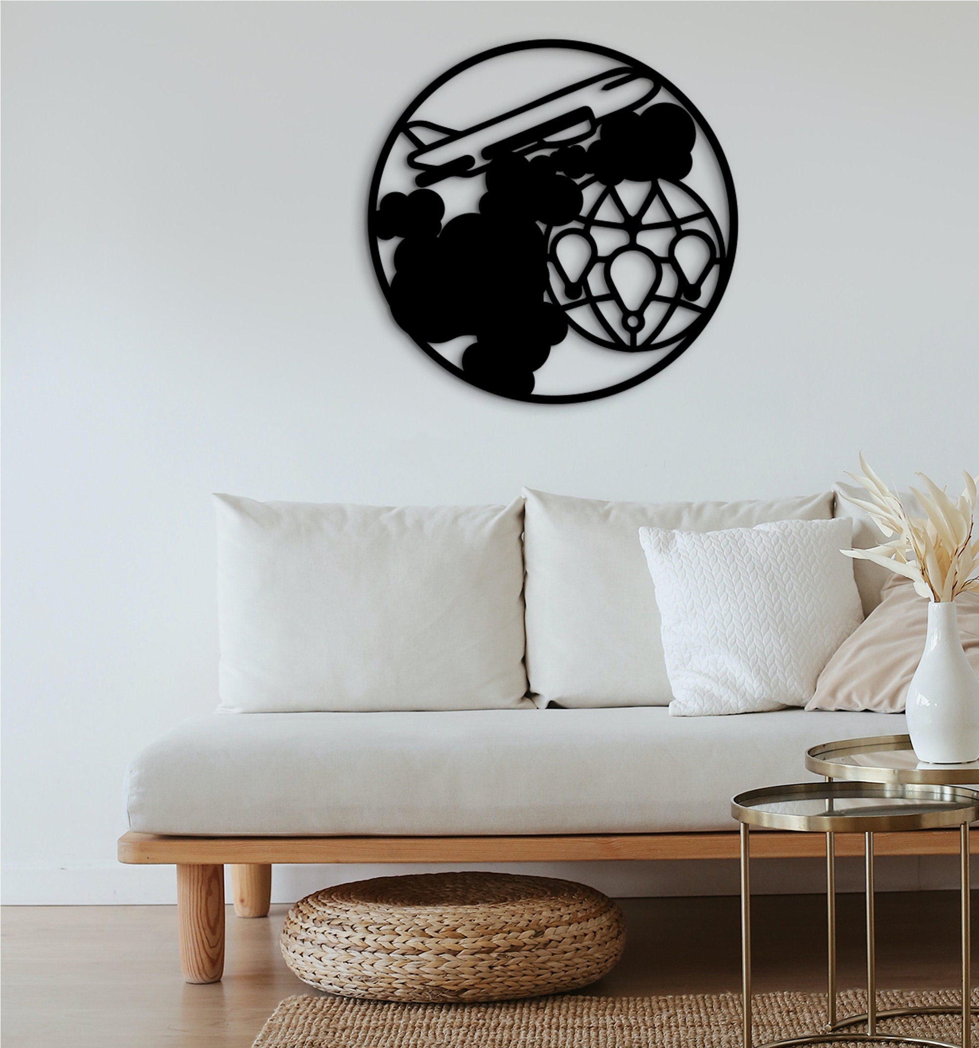 Geometric World Map Wood Wall Art: Travel Decor Gift