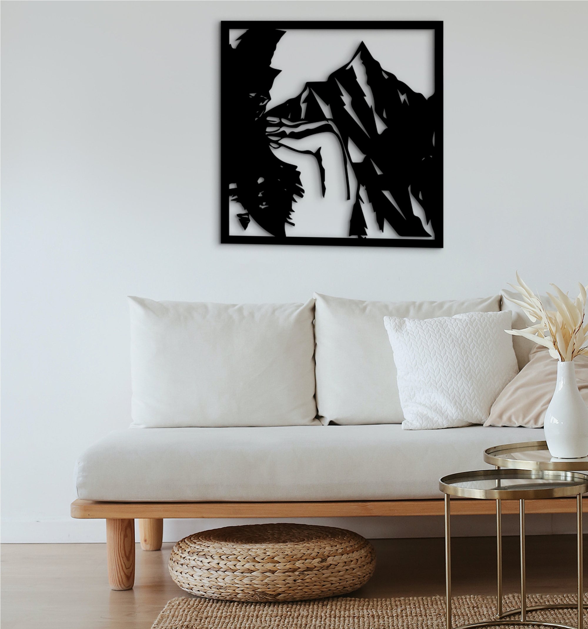 Geometric Mountain Climbing Wood Wall Art: 3D Landscape Decor