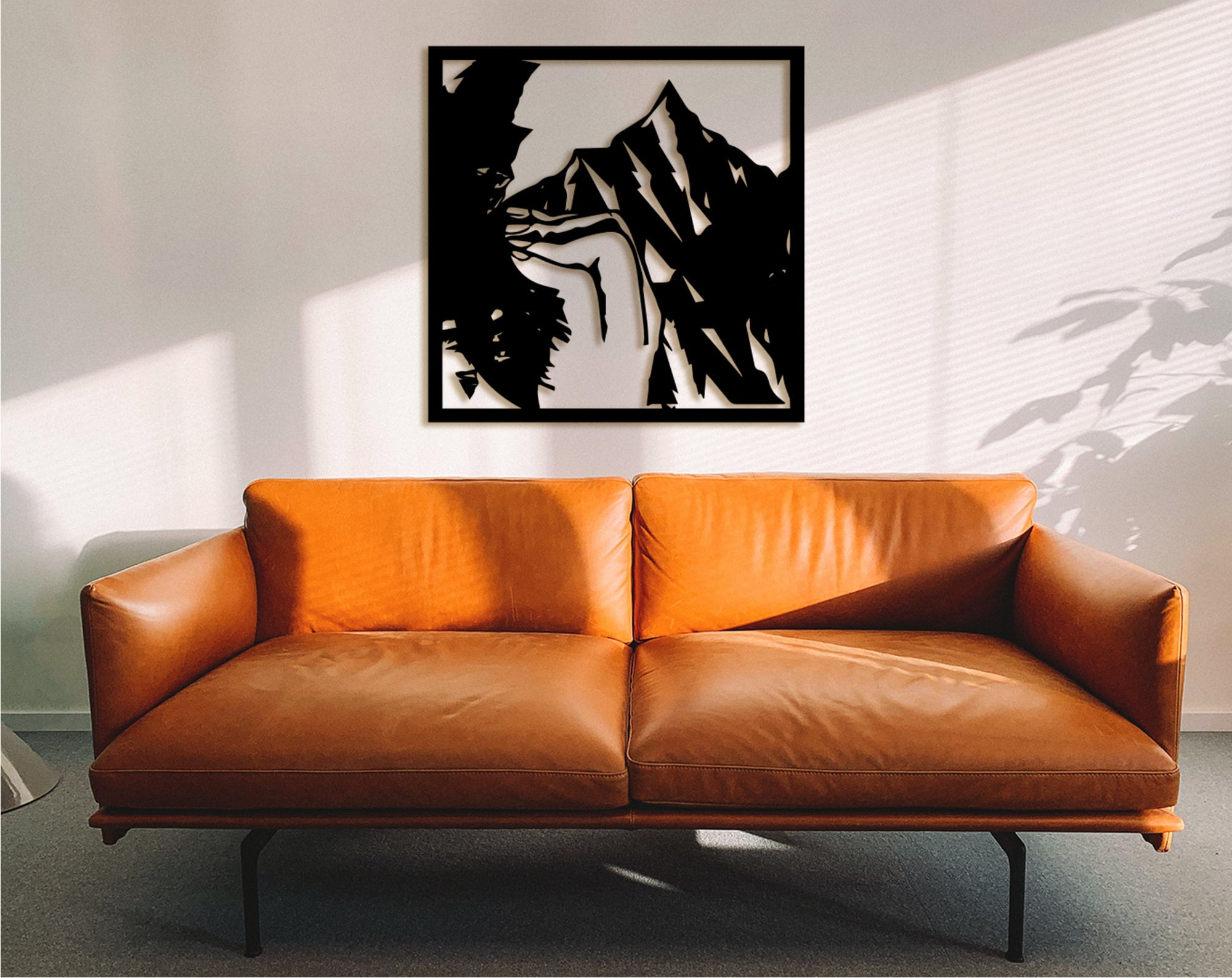 Geometric Mountain Climbing Wood Wall Art: 3D Landscape Decor