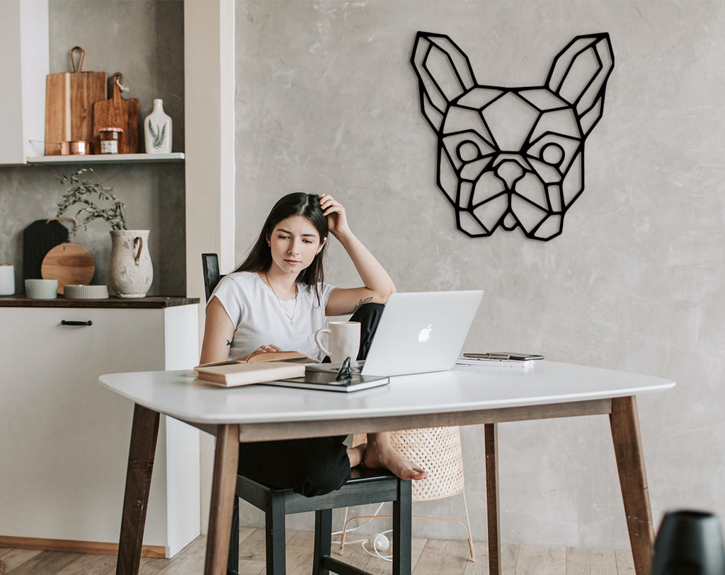 Geometric French Bulldog Wood Wall Art: Modern Home Decor