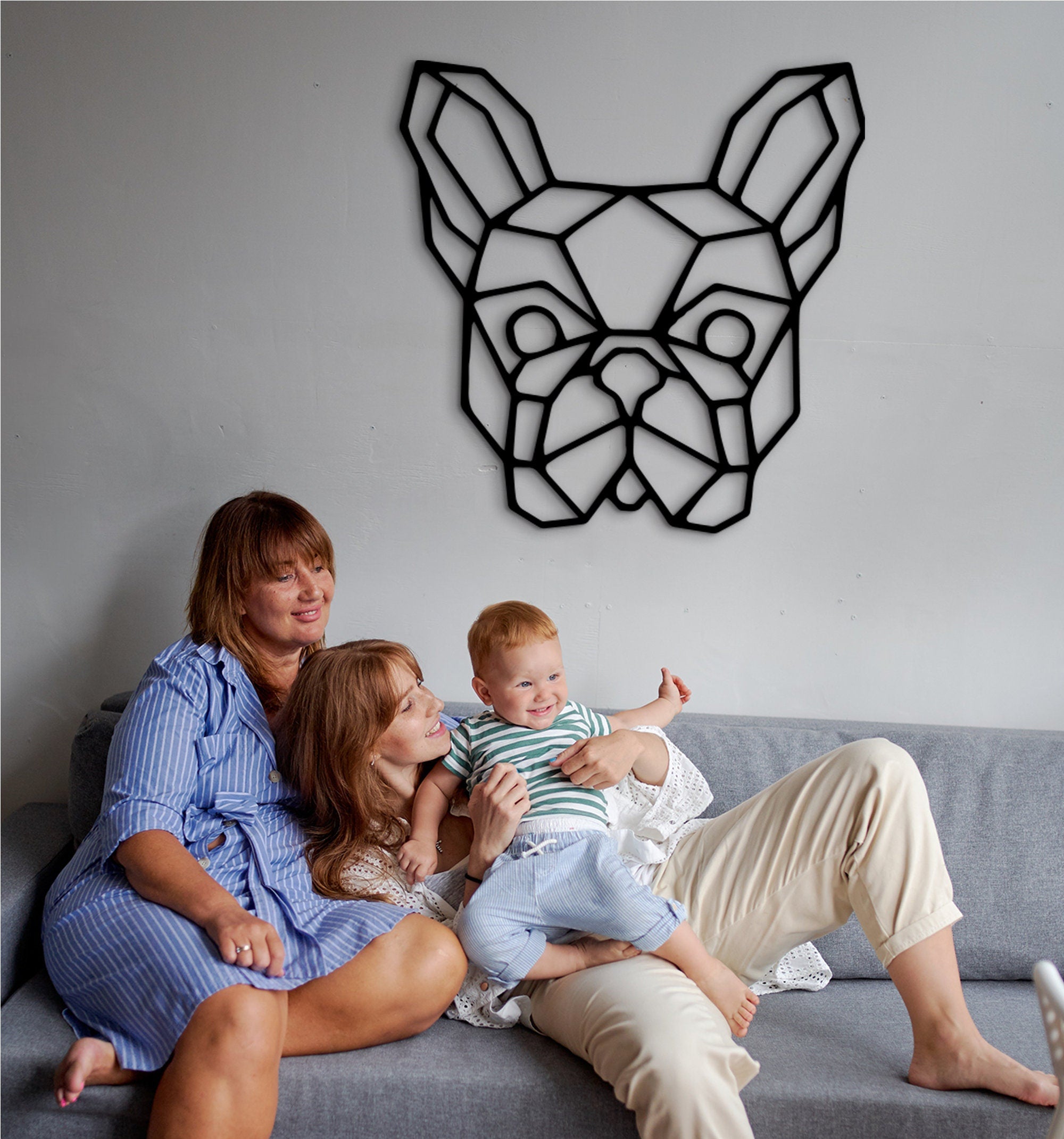 Geometric French Bulldog Wood Wall Art: Modern Home Decor