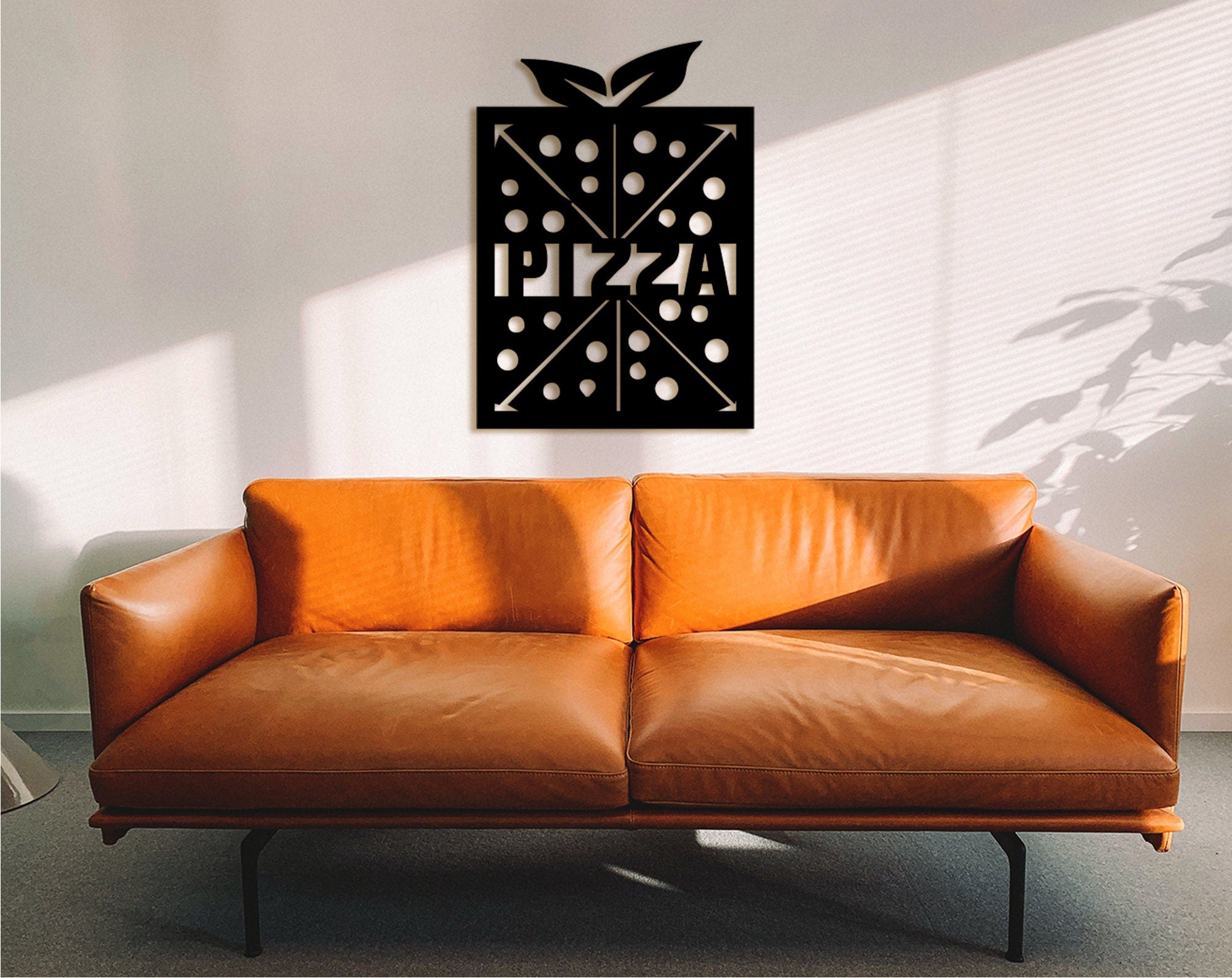 Personalized Pizza Shop Sign: Geometric Wood Wall Decor